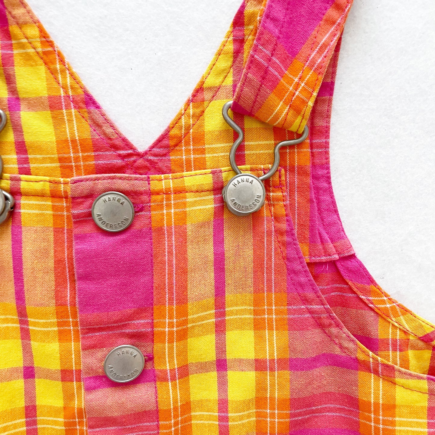 Hanna Andersson Plaid Shortalls - Yellow Clover Vintage Kids Clothes