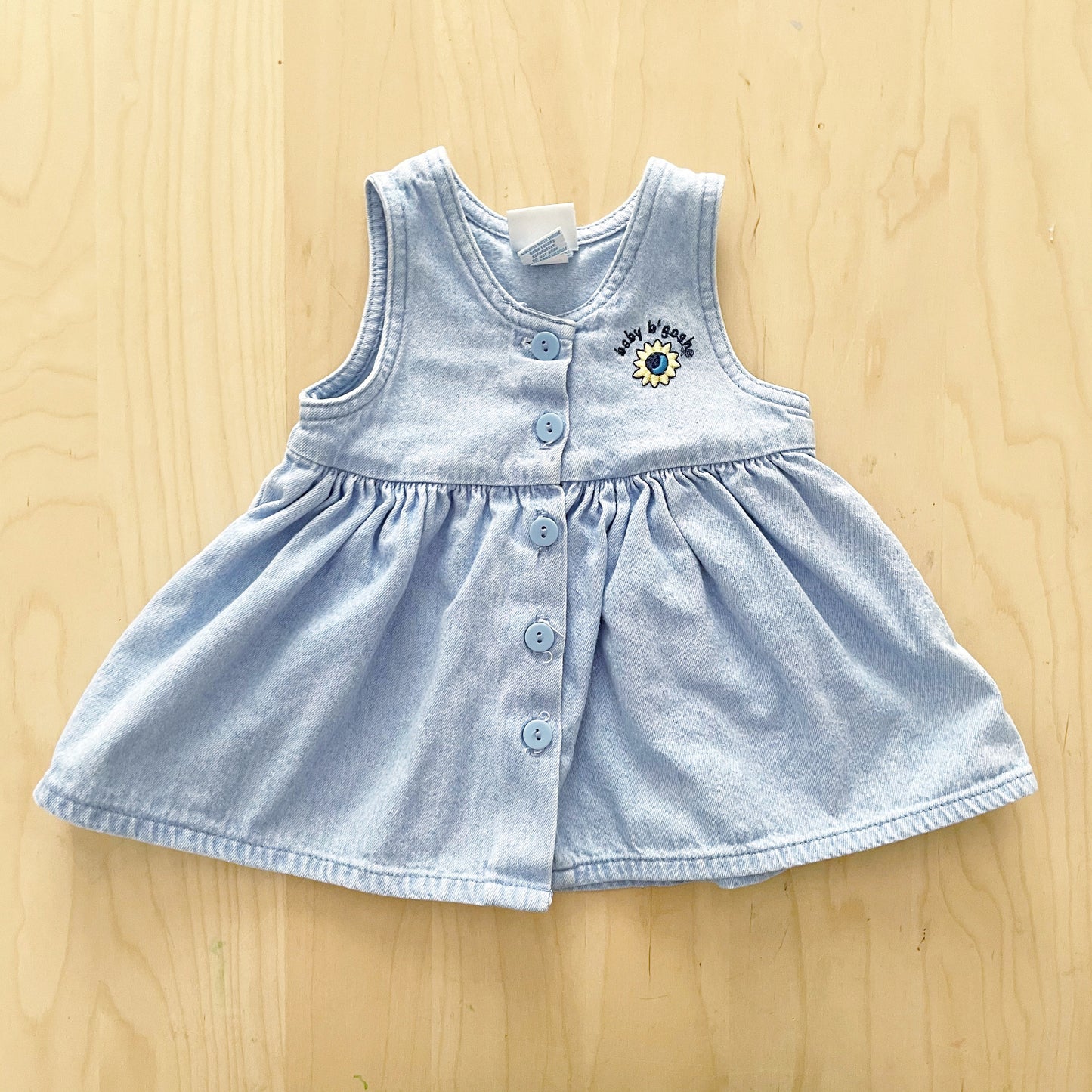 Baby B’gosh Sunflower Blue Wash Dress - Yellow Clover Vintage Kids Clothes