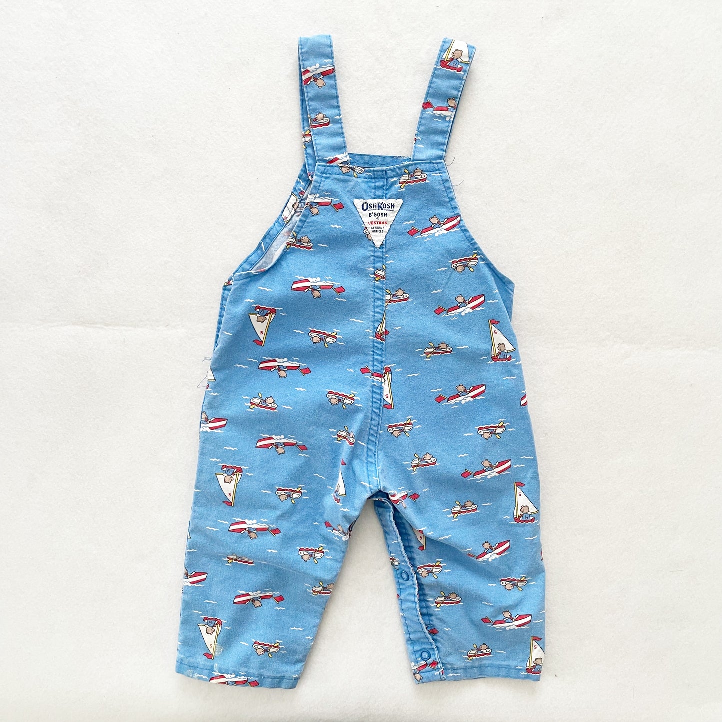OshKosh Sailboat Bears Overalls - Yellow Clover Vintage Kids Clothes