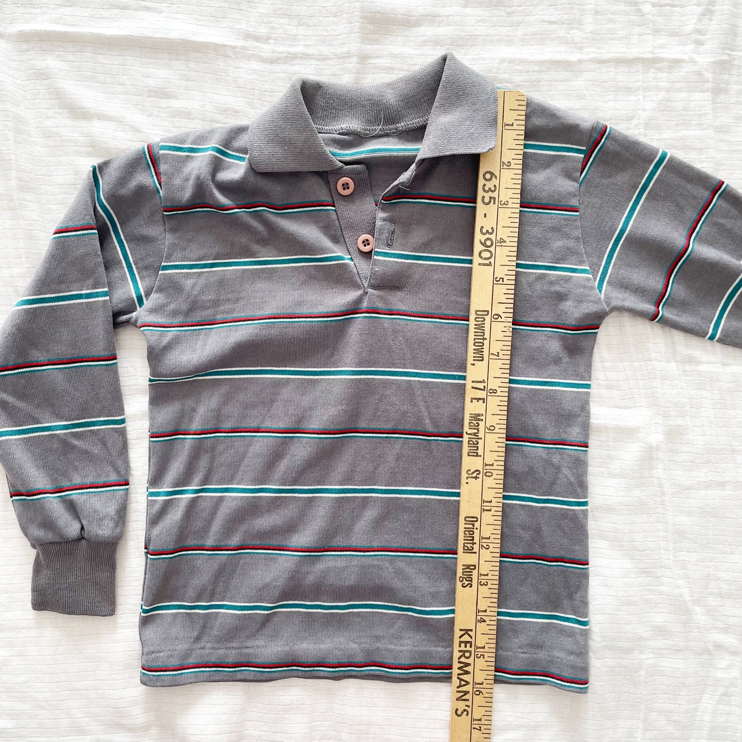 Striped Collared Polo Shirt - Yellow Clover Vintage Kids Clothes