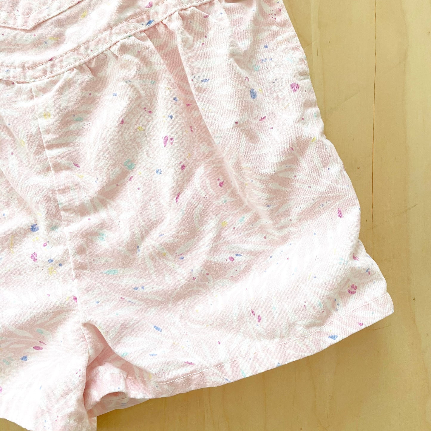 OshKosh Floral Medallion Print Sample Shortalls - Yellow Clover Vintage Kids Clothes