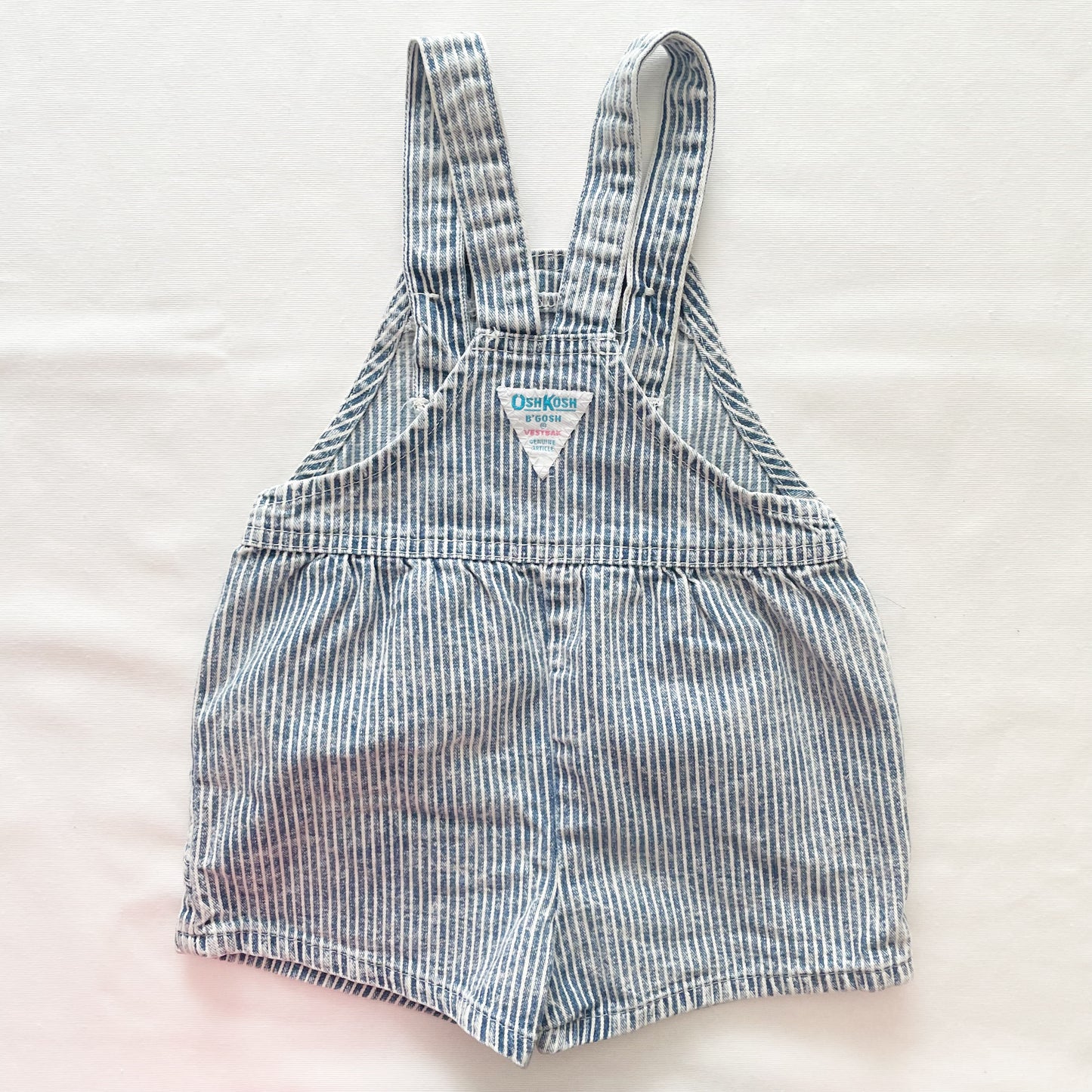 OshKosh Acid Wash Hickory Stripe Shortalls - Yellow Clover Vintage Kids Clothes