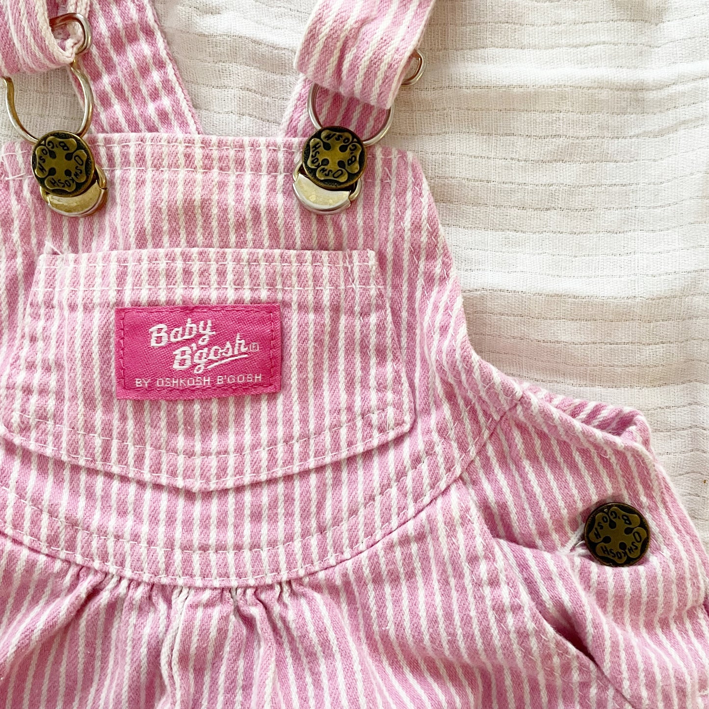 Baby B’gosh Pink Hickory Buckle Bubble Romper - Yellow Clover Vintage Kids Clothes