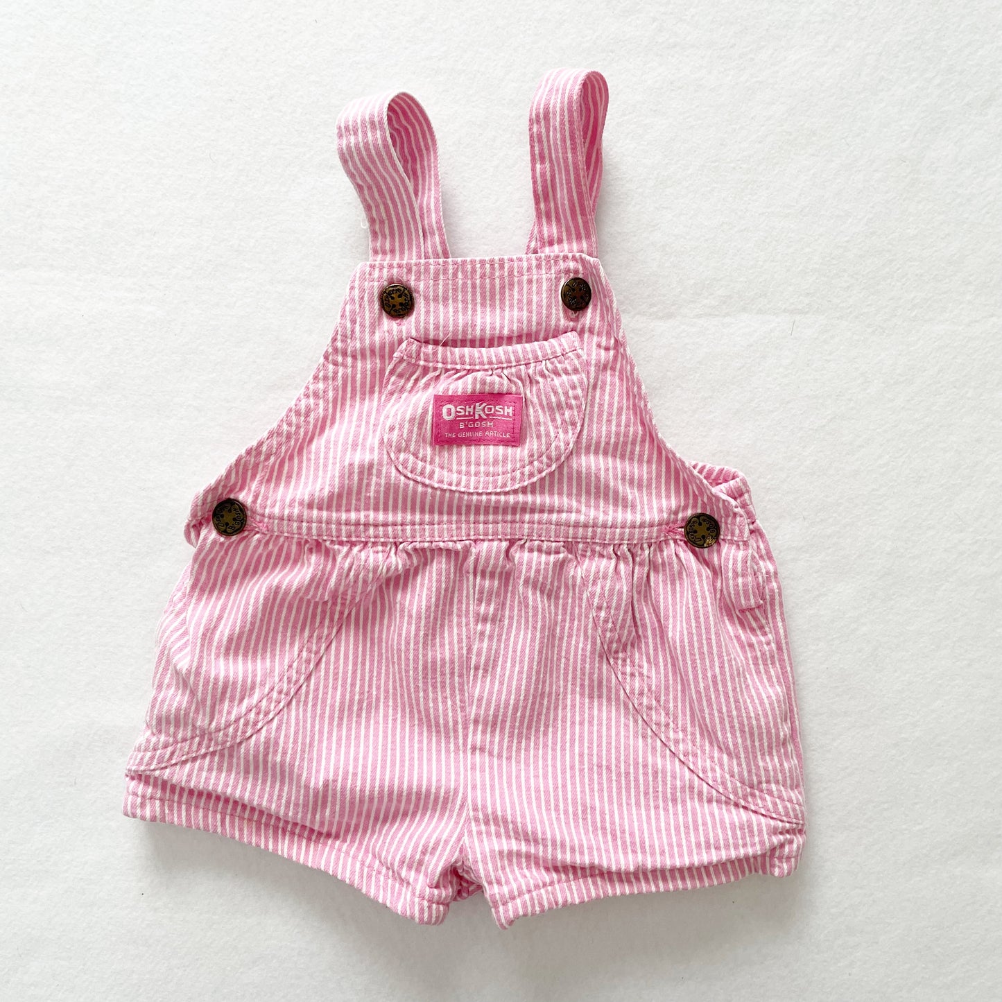 OshKosh Light Pink Hickory Stripe Bubble Shortalls