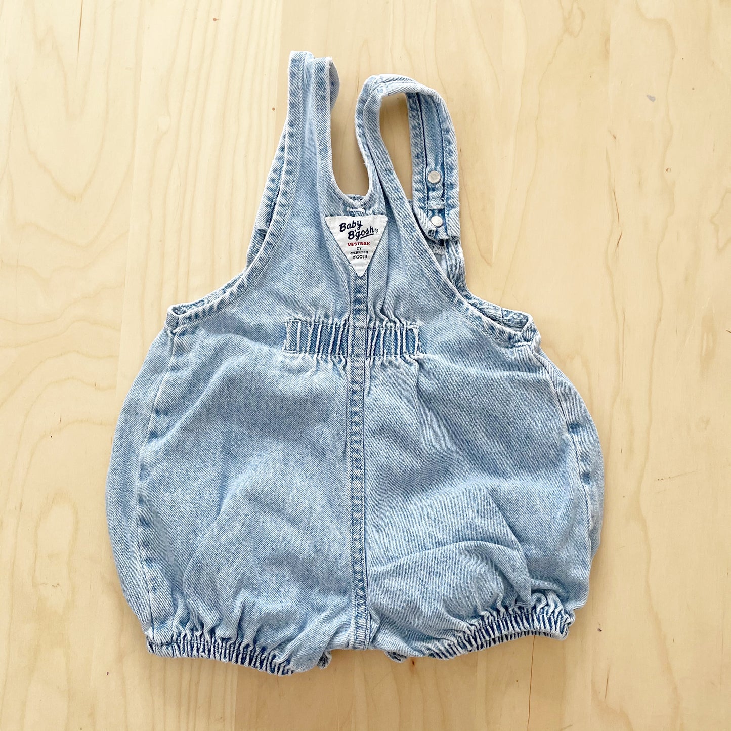 Vintage Baby B’gosh Light Wash Denim Bubble Overalls - Yellow Clover Vintage Kids Clothes