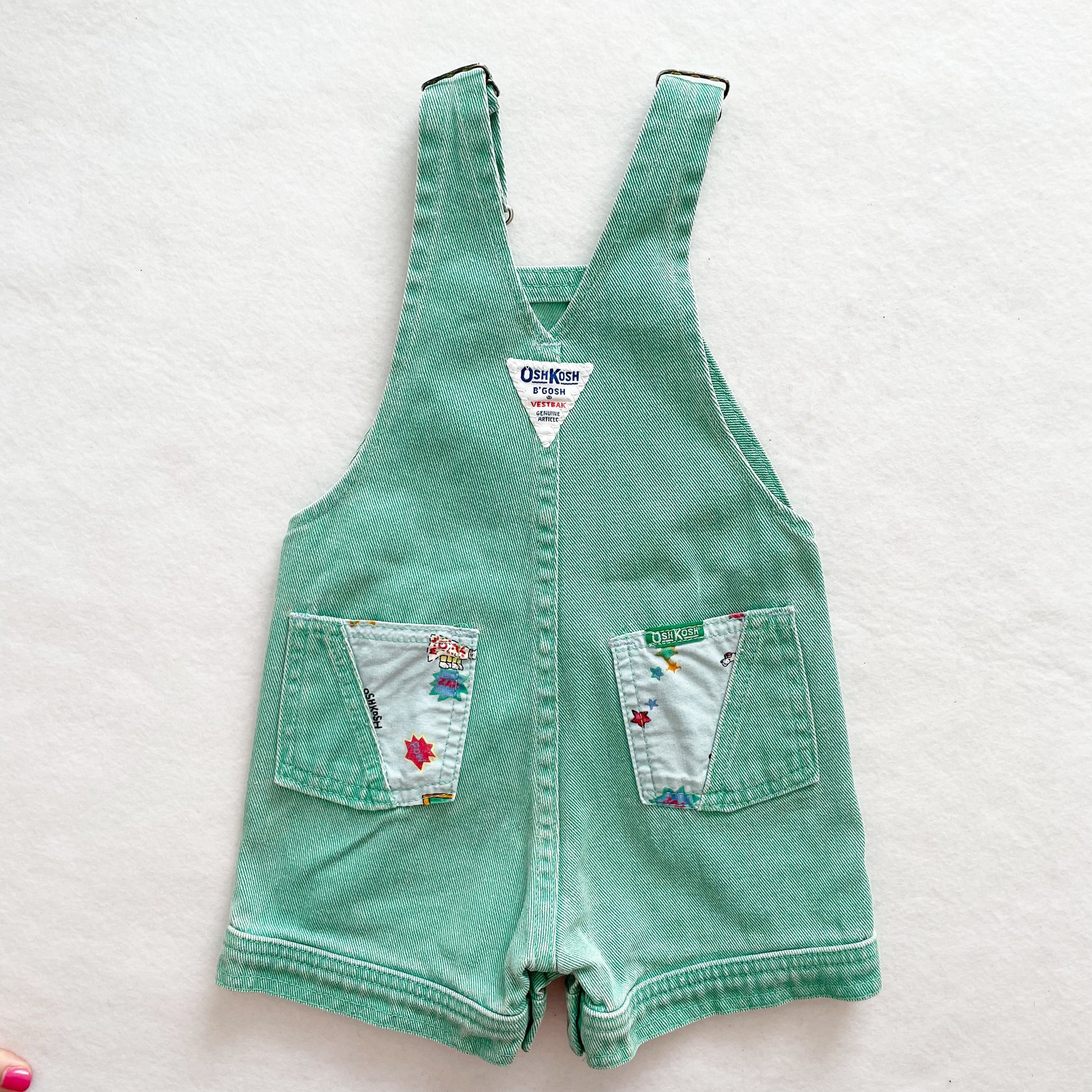 Captain OshKosh Mint Shortalls - Yellow Clover Vintage Kids Clothes