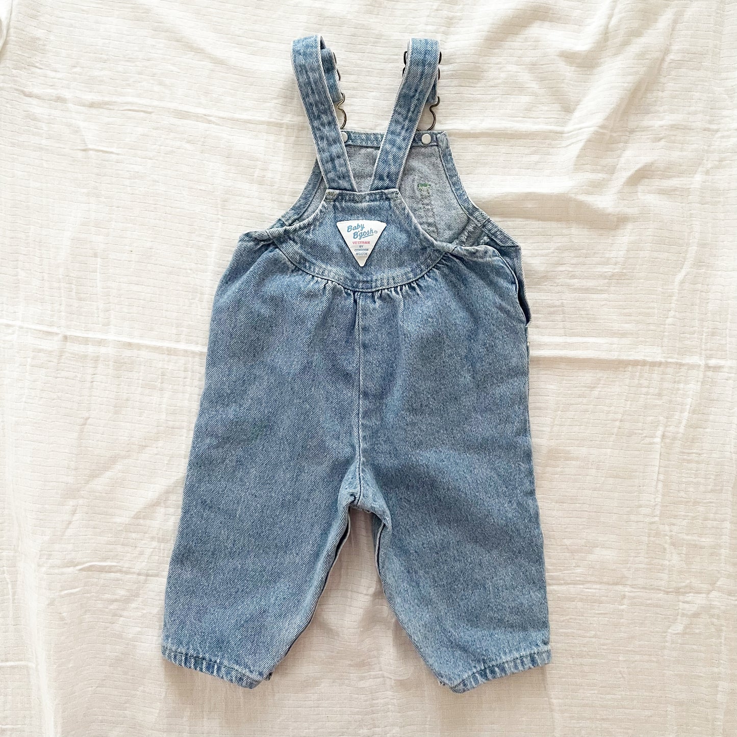 Baby B’gosh Medium Light Wash Scoop Cut Overalls - Yellow Clover Vintage Kids Clothes