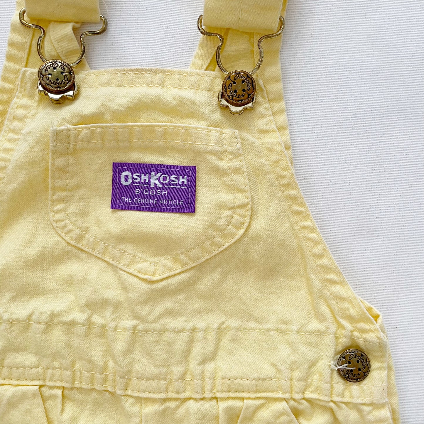OshKosh Light Yellow Purple Label Overalls - Yellow Clover Vintage Kids Clothes