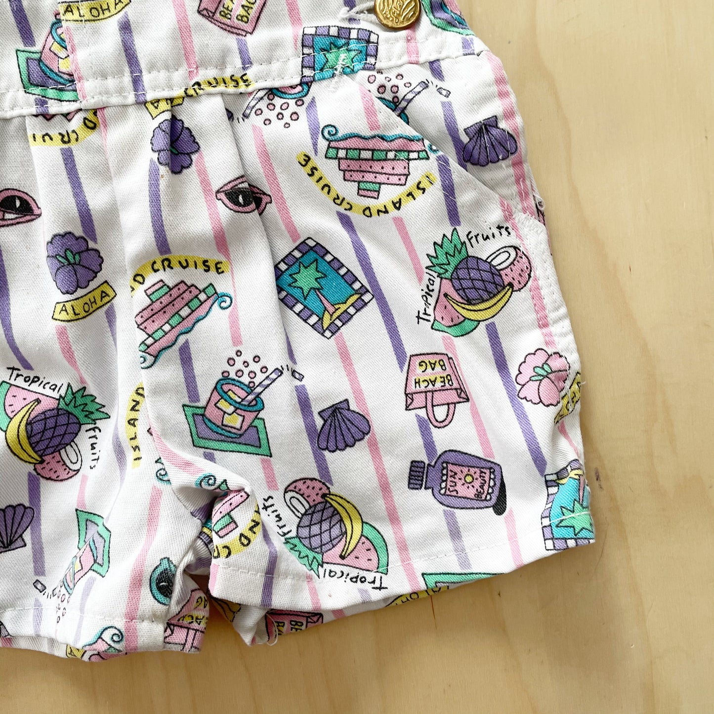Vintage Liberty Summer Striped Shortalls - Yellow Clover Vintage Kids Clothes