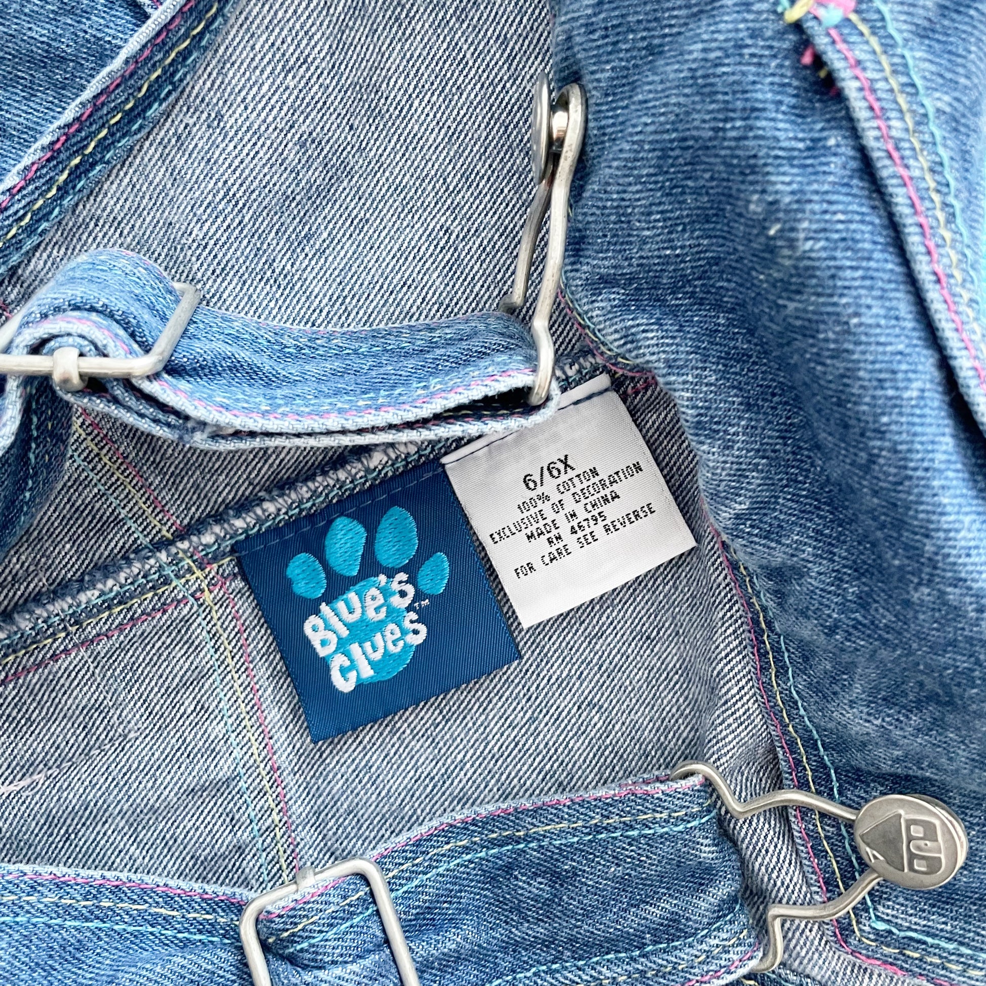 Blue’s Clues Denim Shortall Overalls - Yellow Clover Vintage Kids Clothes