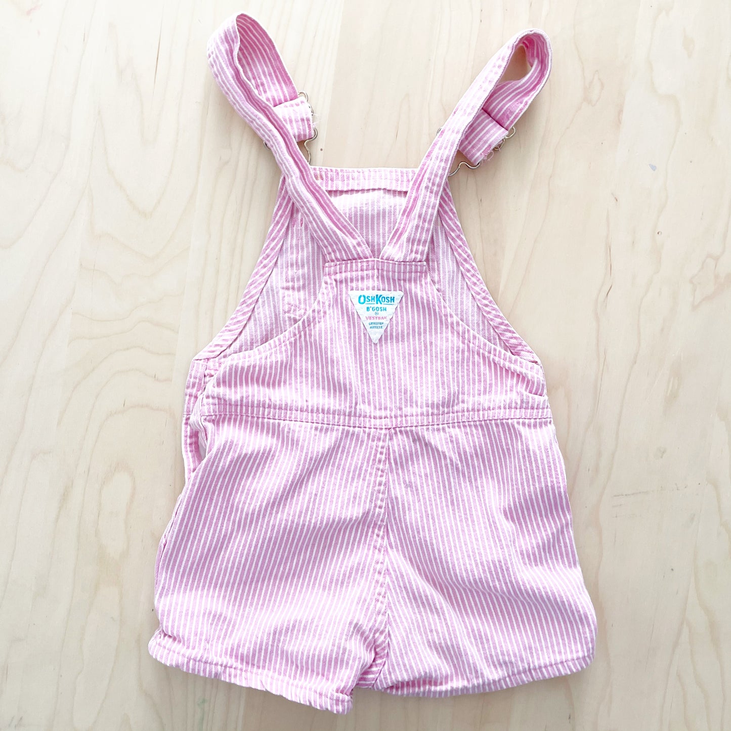 OshKosh Pink Engineer Stripe Shortalls - Yellow Clover Vintage Kids Clothes