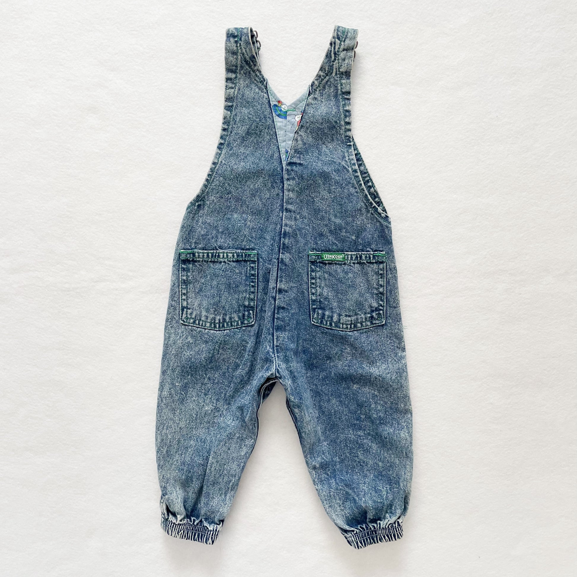 OshKosh Acid Wash Bug Overalls - Yellow Clover Vintage Kids Clothes