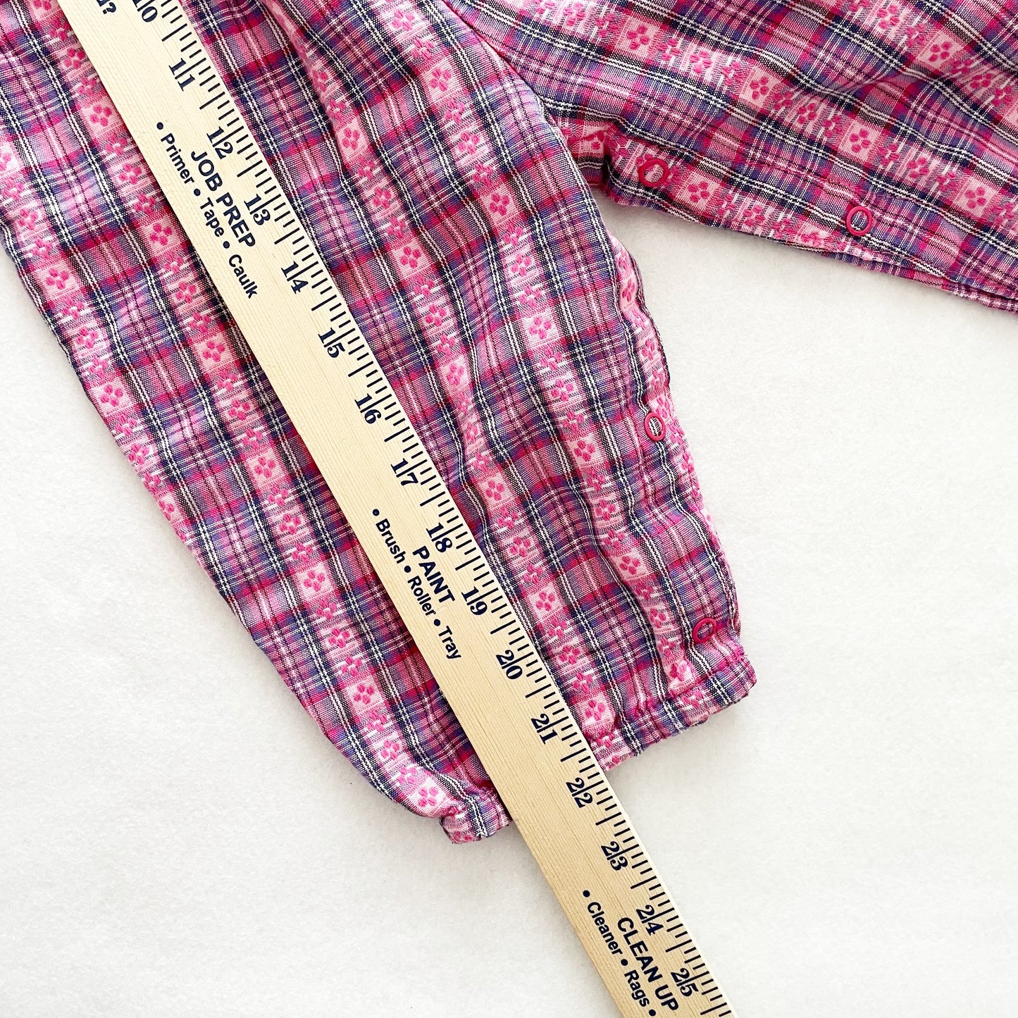 OshKosh Pink Plaid Overalls - Yellow Clover Vintage Kids Clothes