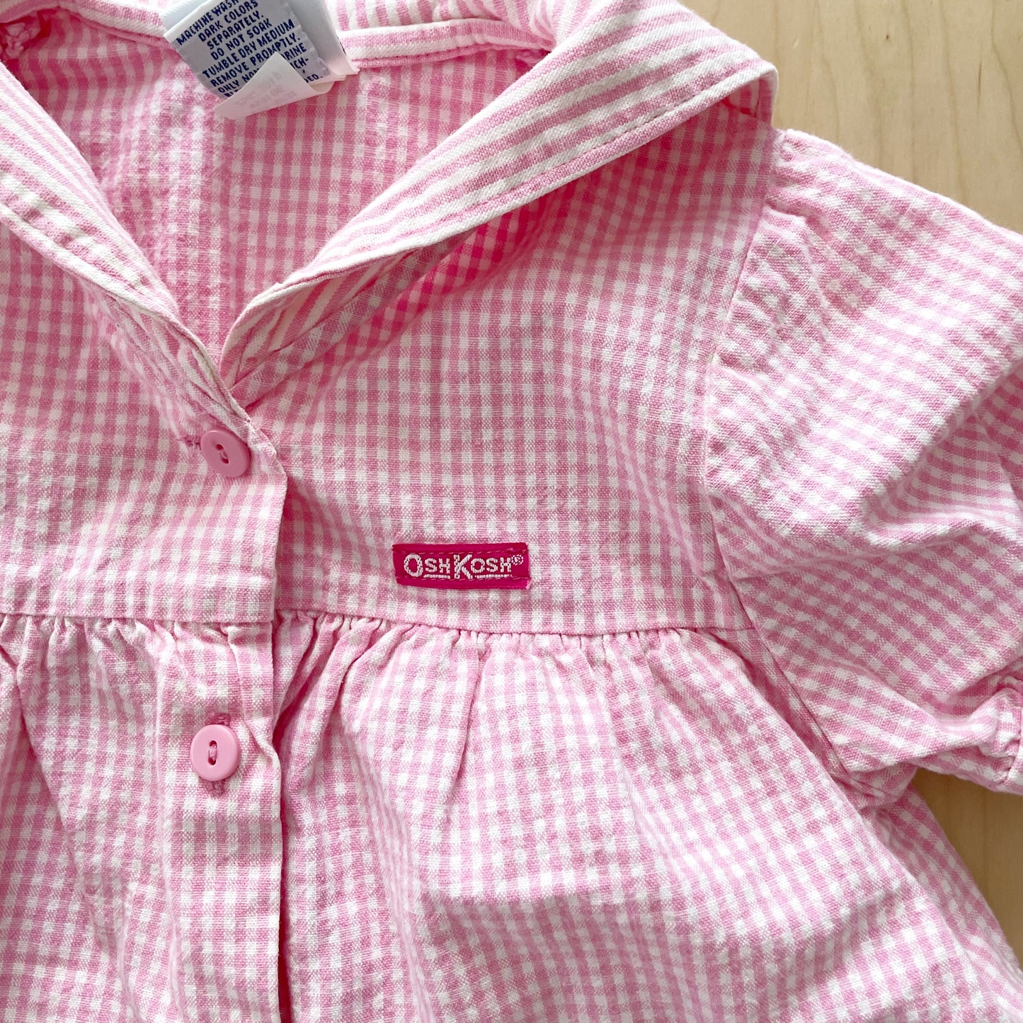 OshKosh Gingham Stripe Bubble Romper - Yellow Clover Vintage Kids Clothes