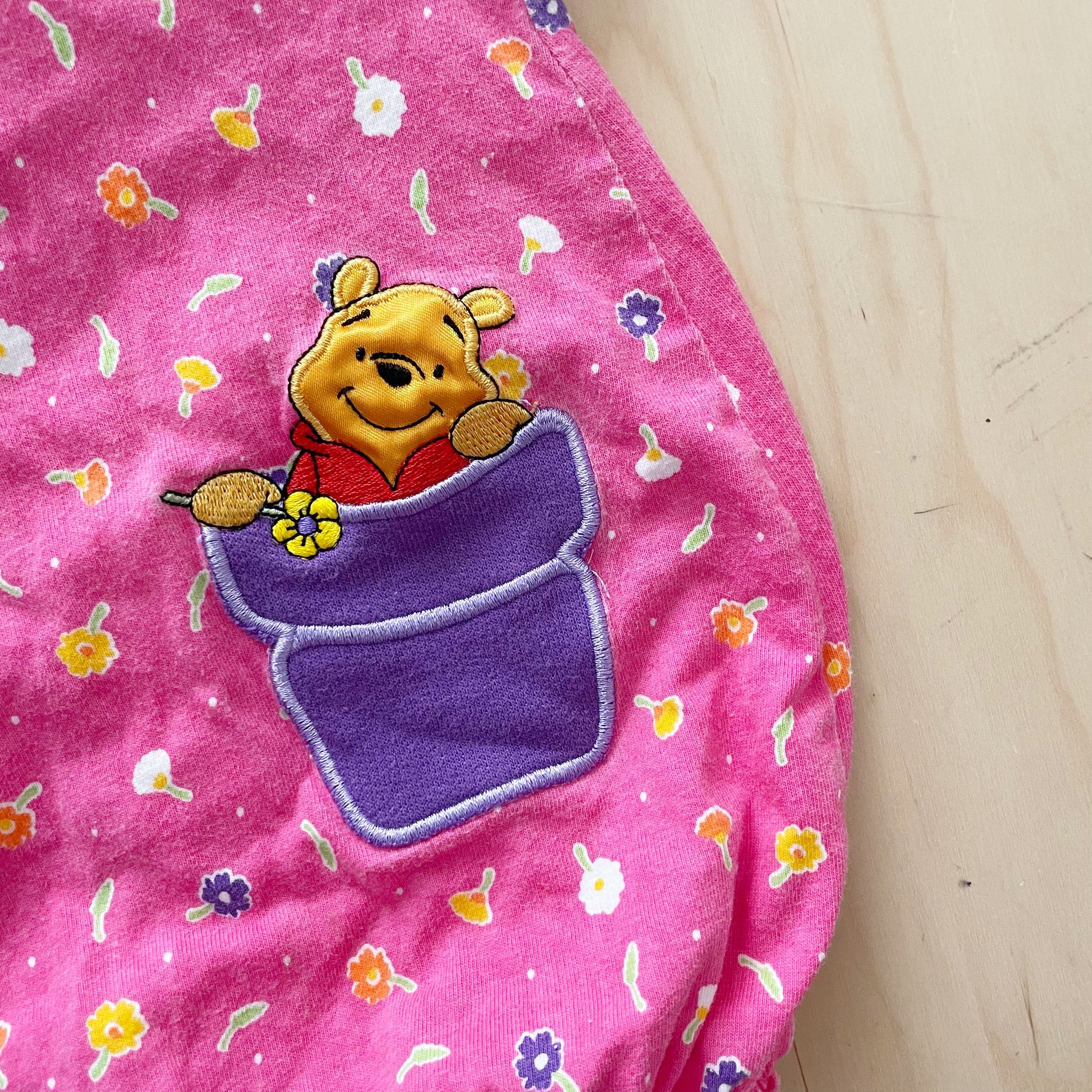 Pooh Floral Collared Romper - Yellow Clover Vintage Kids Clothes