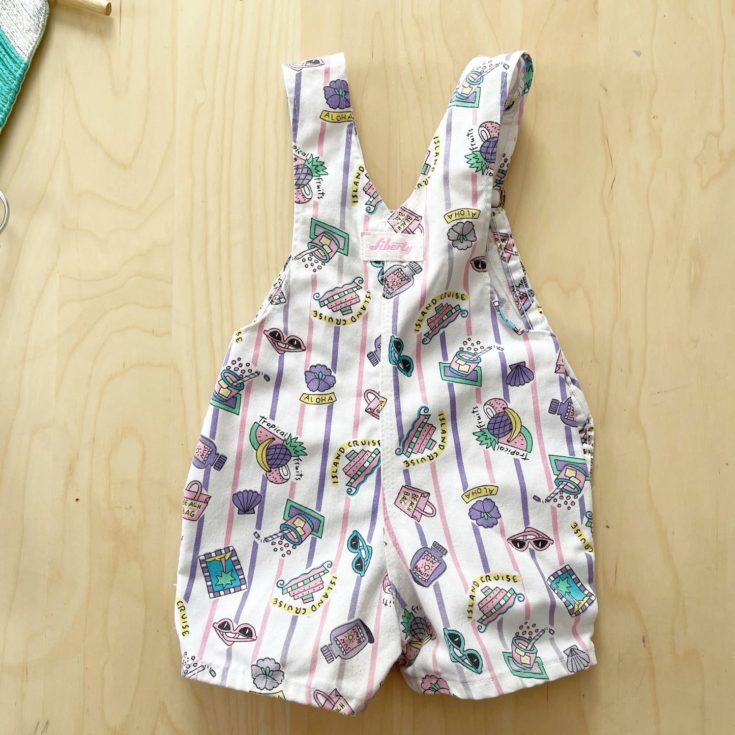 Vintage Liberty Summer Striped Shortalls - Yellow Clover Vintage Kids Clothes