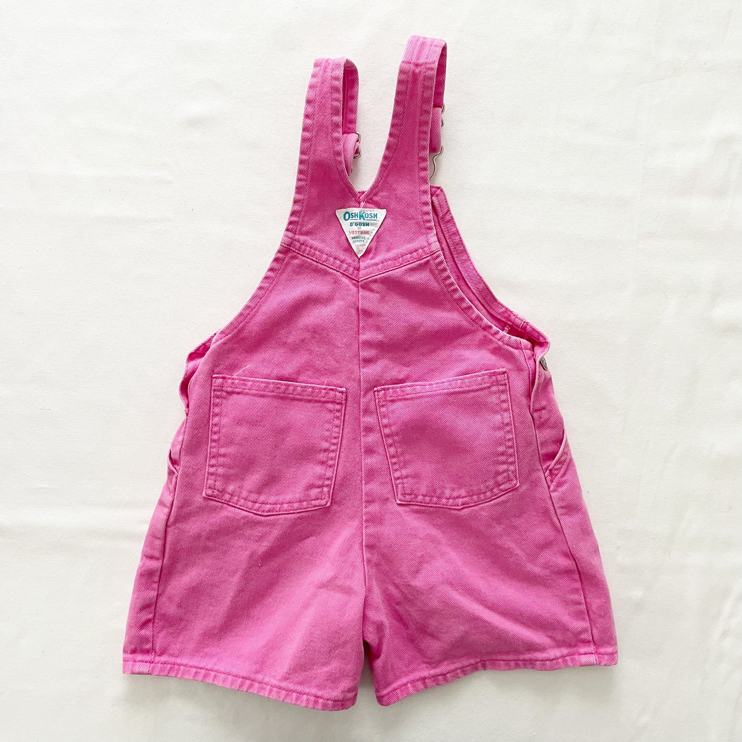 OshKosh Bubblegum Pink Scoop Cut Shortalls - Yellow Clover Vintage Kids Clothes