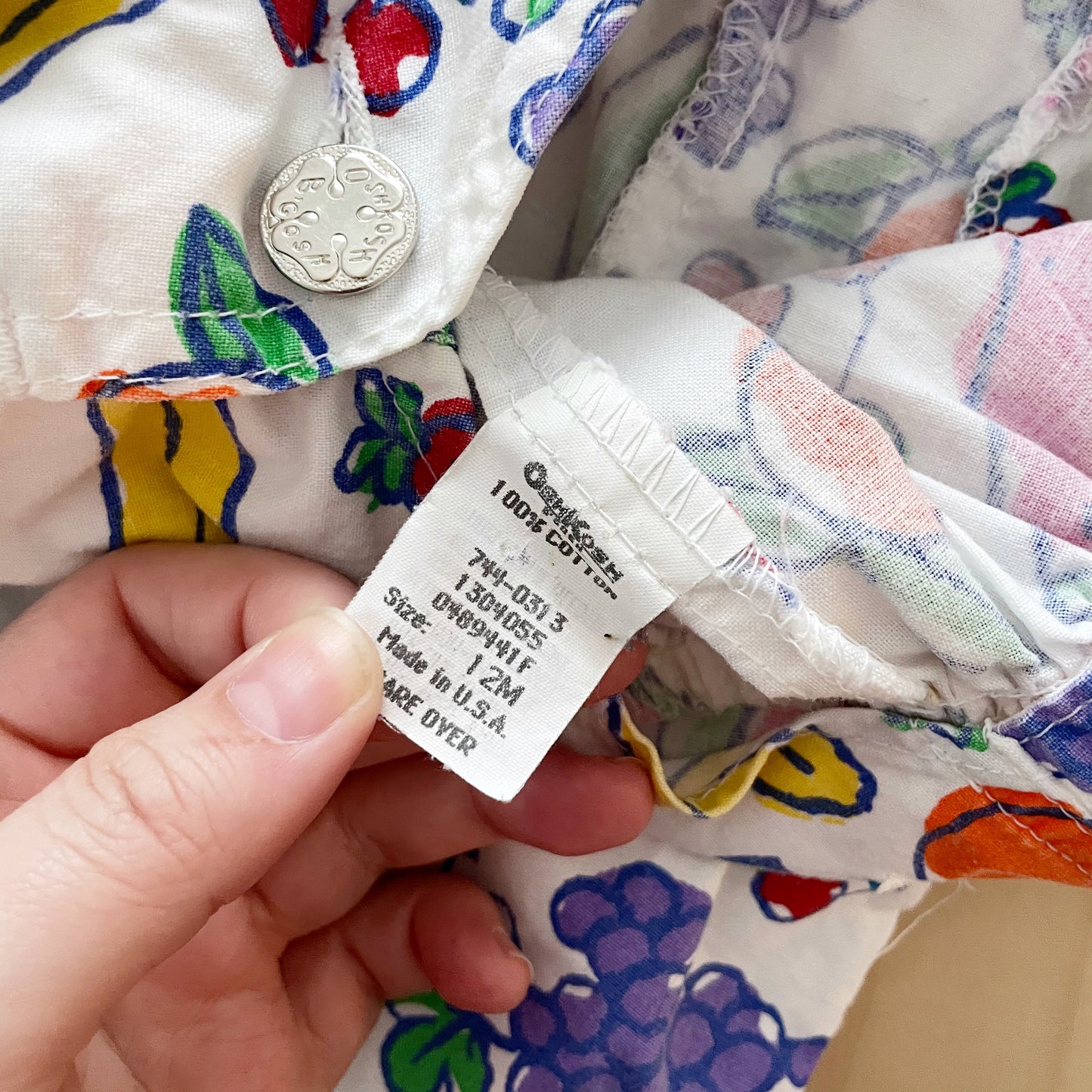 Baby B’gosh Fruit Print Shortalls - Yellow Clover Vintage Kids Clothes