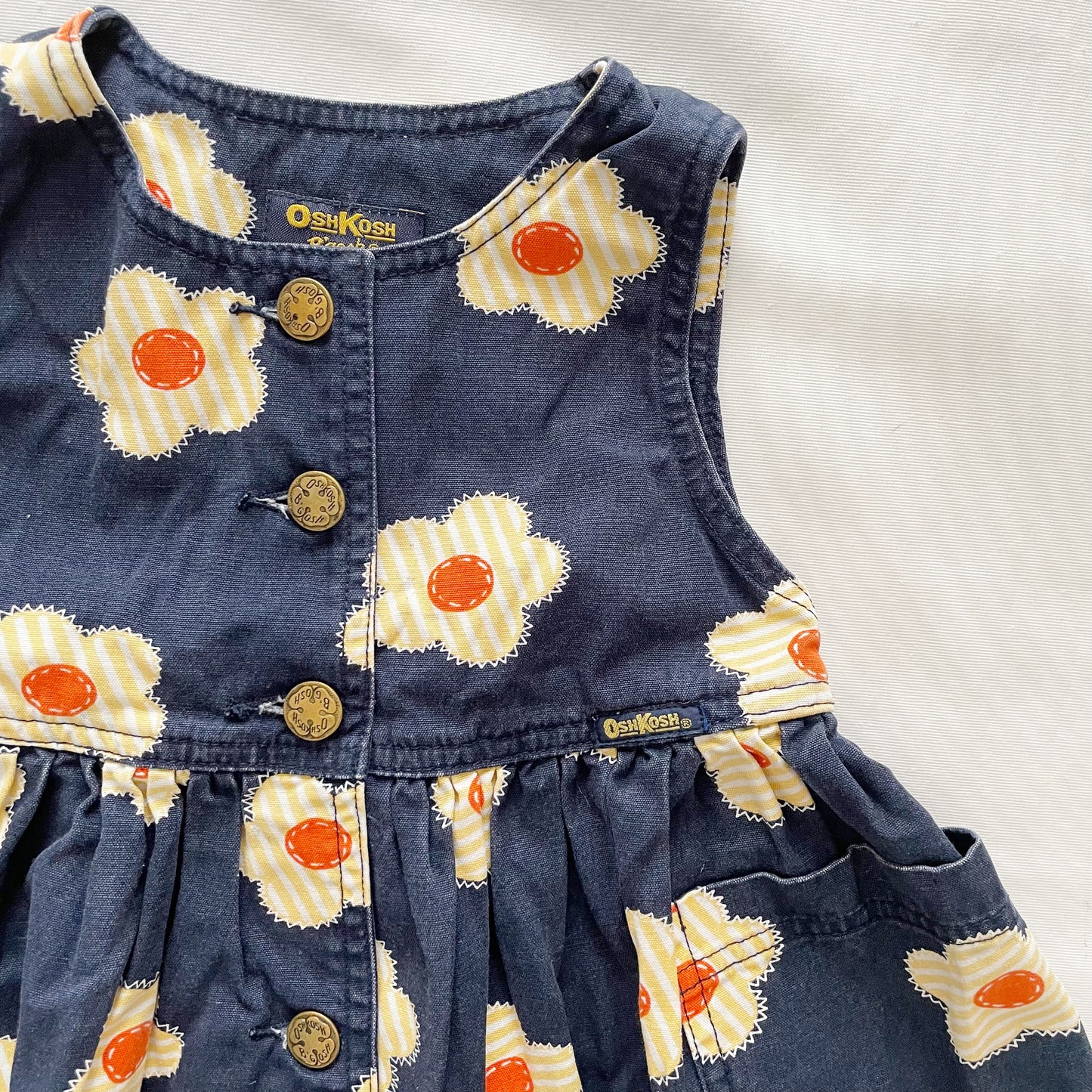 OshKosh Yellow Flower Print Button Front Dress - Yellow Clover Vintage Kids Clothes
