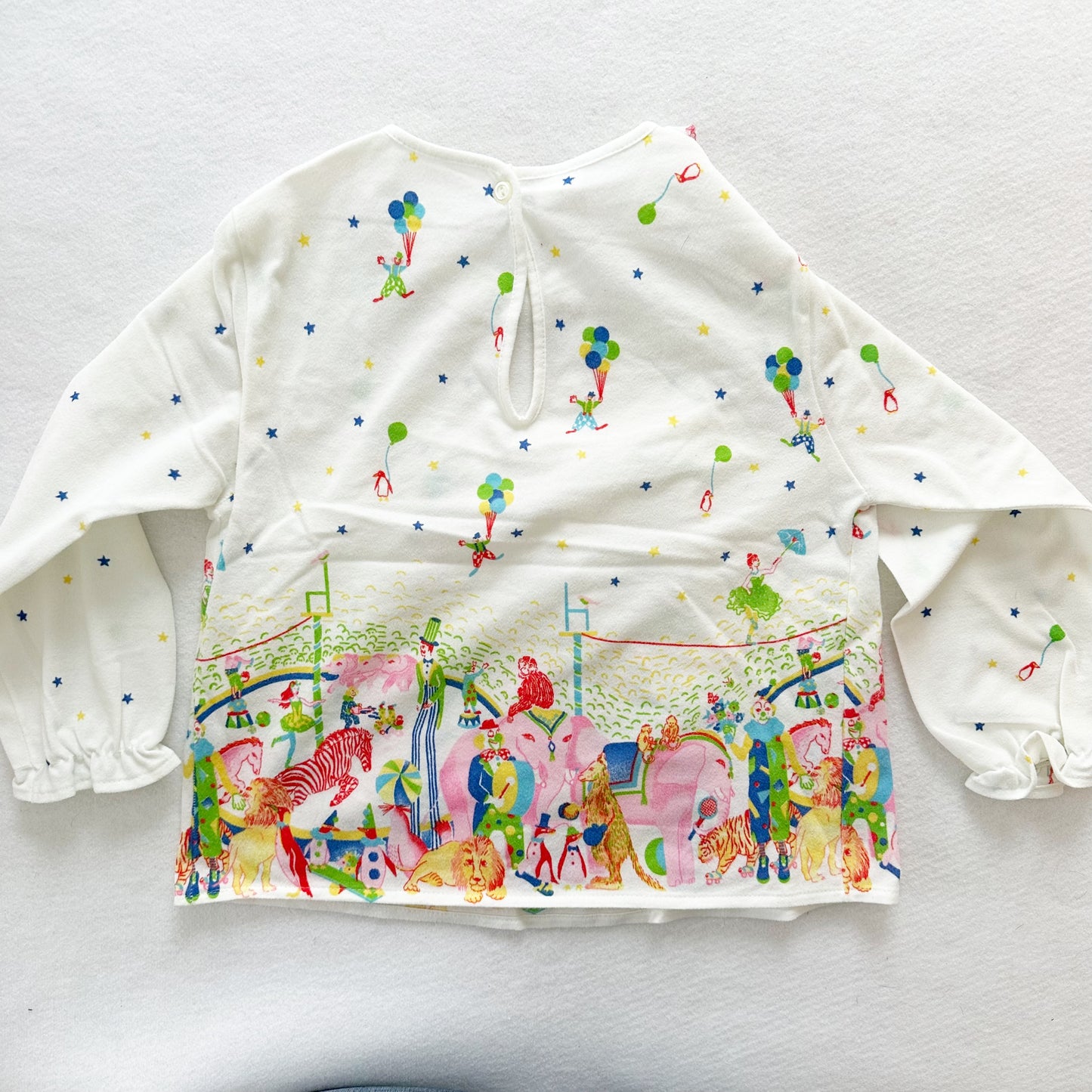 Multicolored Circus Print Pajama Top - Yellow Clover Vintage Kids Clothes