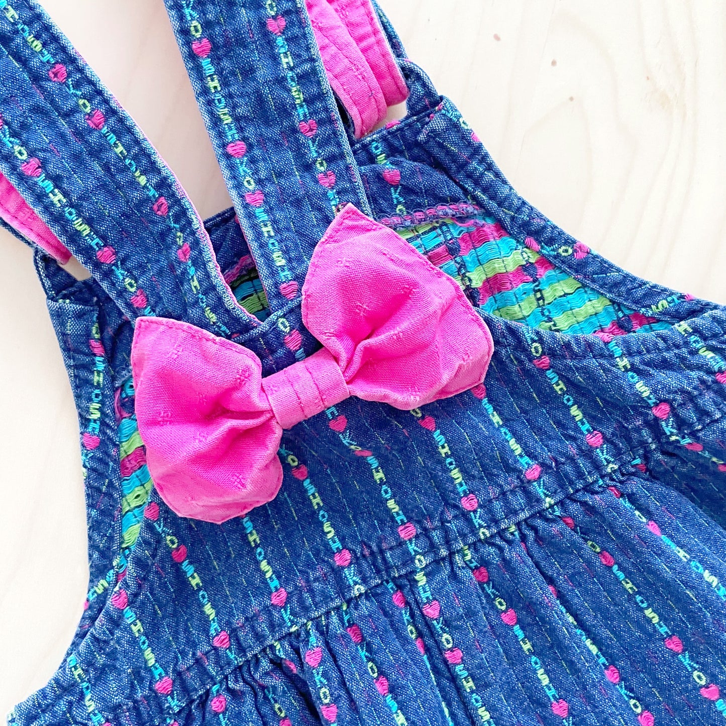 Vintage OshKosh Spell Out Bow Back Overalls - Yellow Clover Vintage Kids Clothes