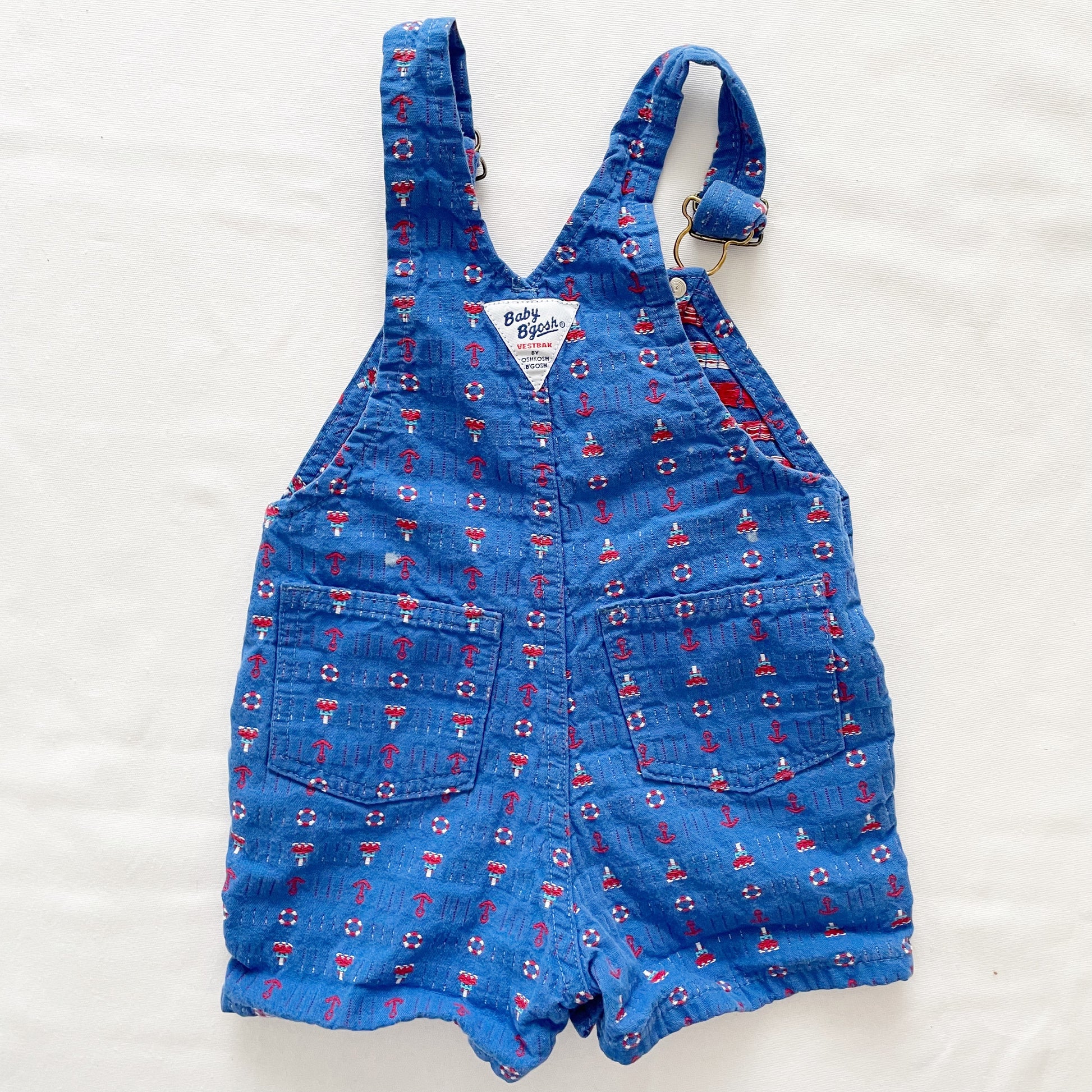 Baby B’gosh Nautical Woven Shortalls - Yellow Clover Vintage Kids Clothes