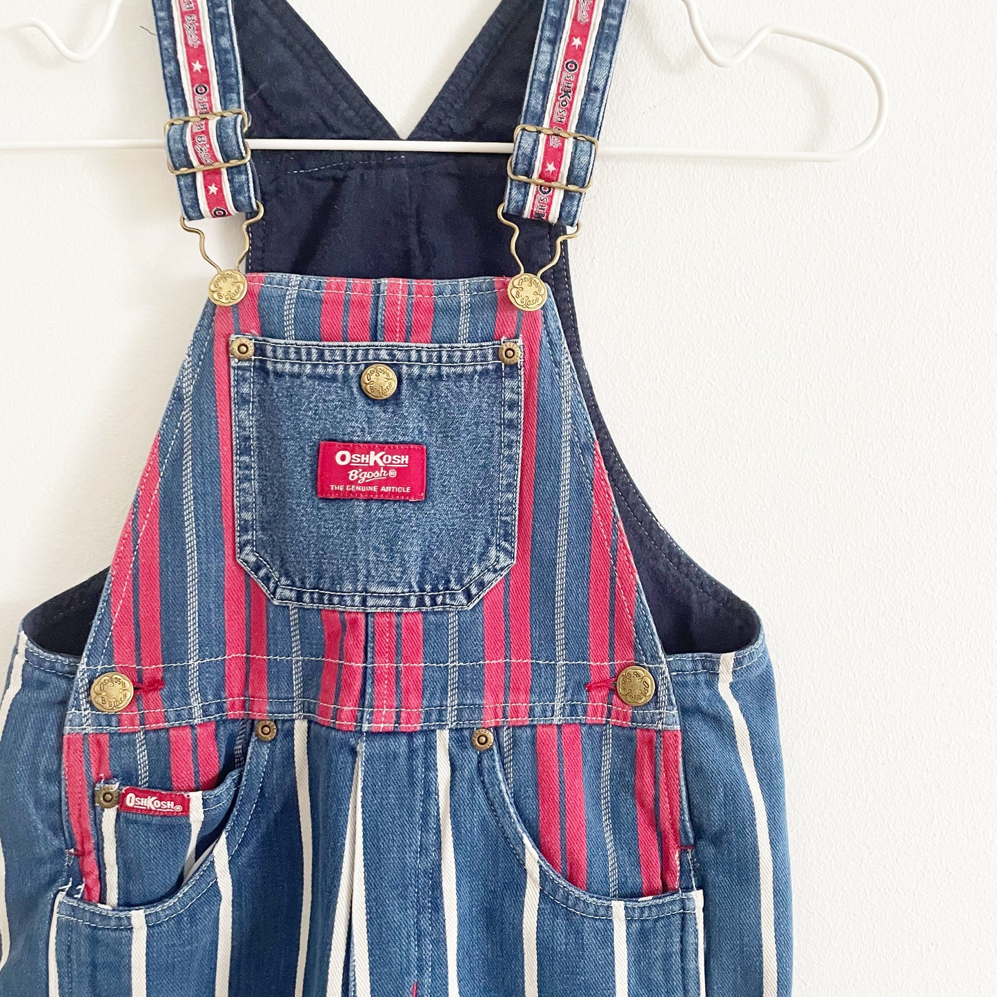 OshKosh Striped Lined Denim Overalls - Yellow Clover Vintage Kids Clothes