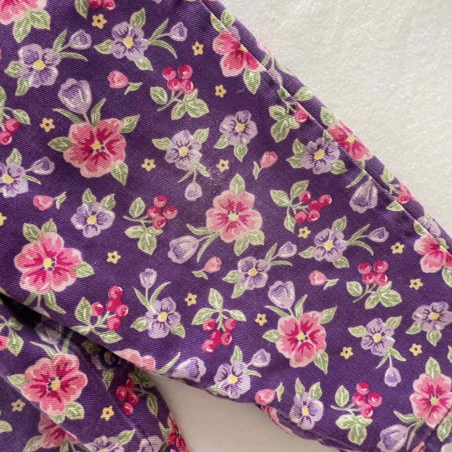OshKosh Purple Pansy Overalls - Yellow Clover Vintage Kids Clothes