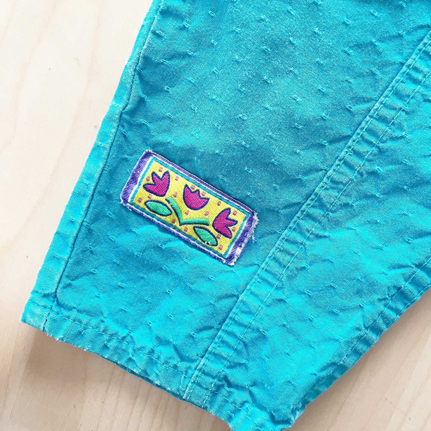 OshKosh Turquoise Patch Overalls - Yellow Clover Vintage Kids Clothes