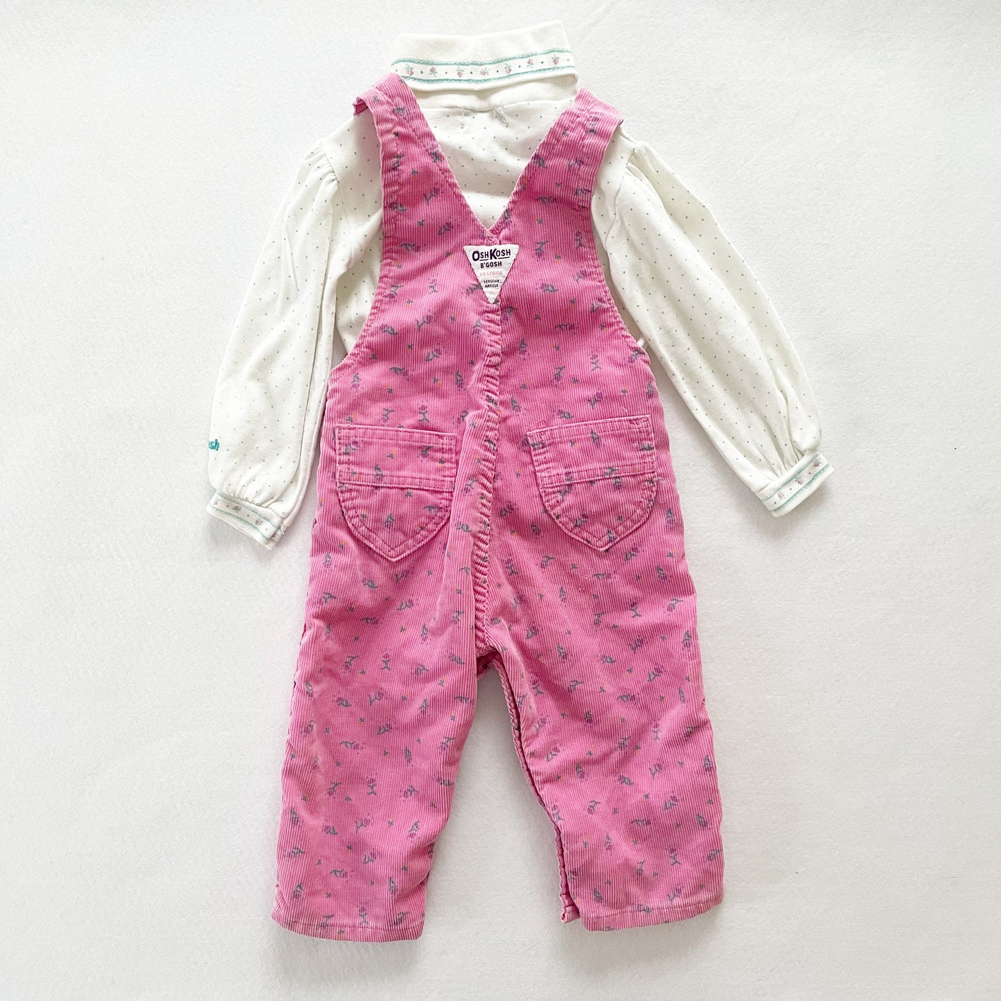OshKosh Fine Cord Floral Print Overalls Set