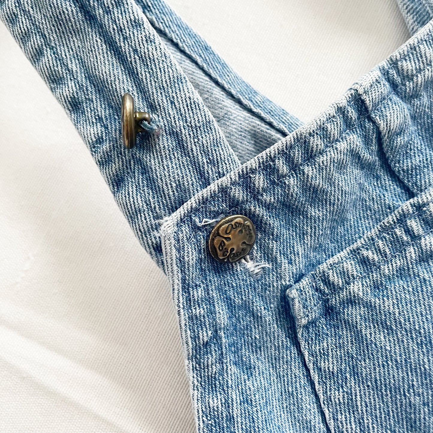 OshKosh Denim Logo Trim Bubble Overalls - Yellow Clover Vintage Kids Clothes