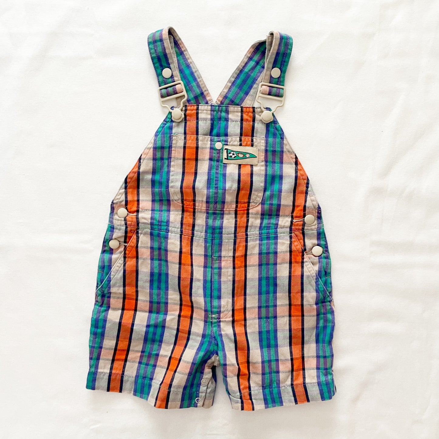 Gymboree Sports Pennant Patch Shortalls • 2T - Yellow Clover Vintage Kids Clothes