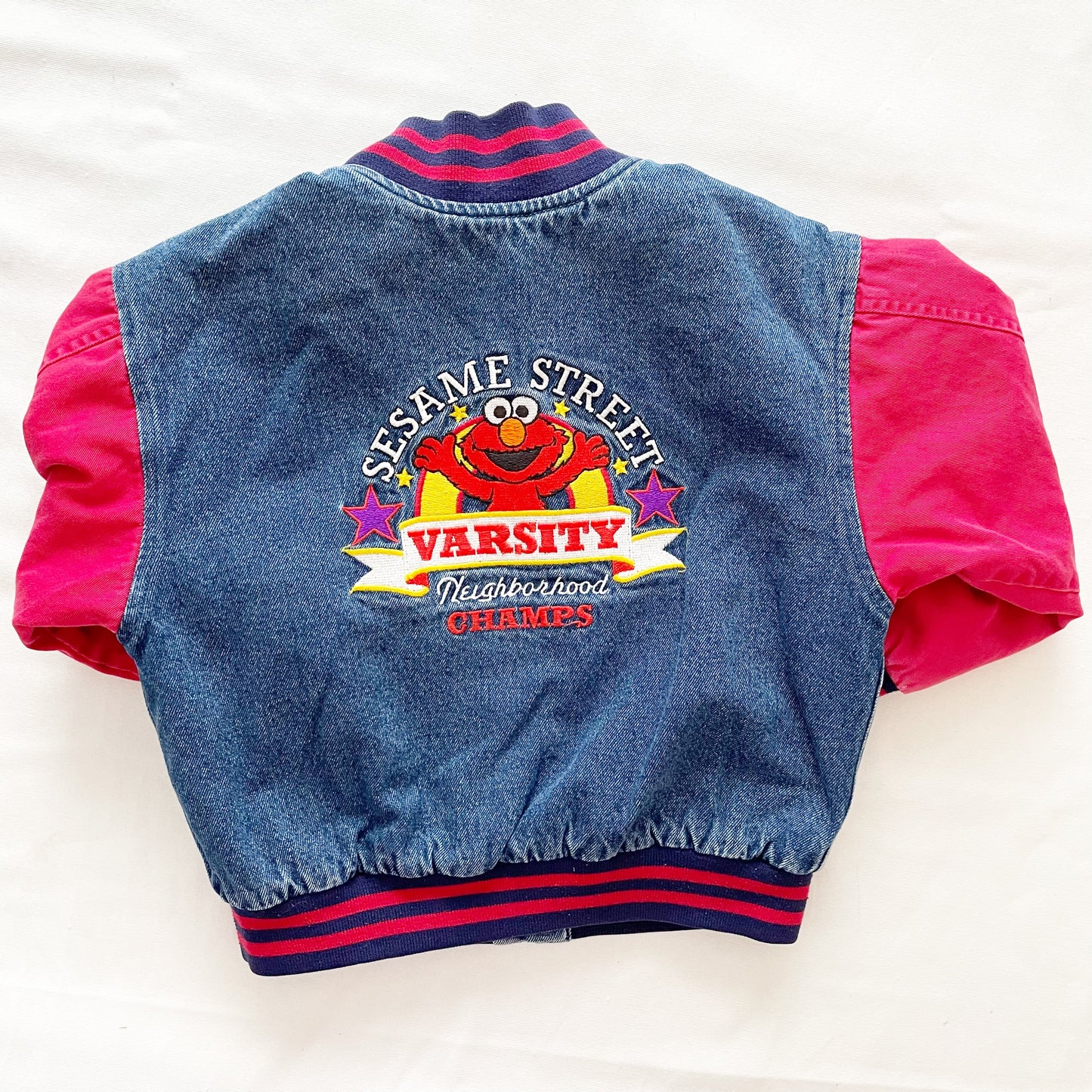 Sesame Street Elmo Varsity Jacket - Yellow Clover Vintage Kids Clothes