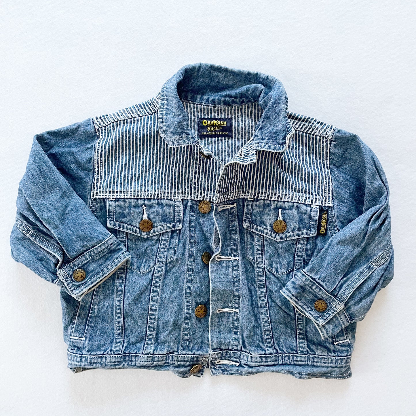 OshKosh Stripe Accent Denim Jacket - Yellow Clover Vintage Kids Clothes