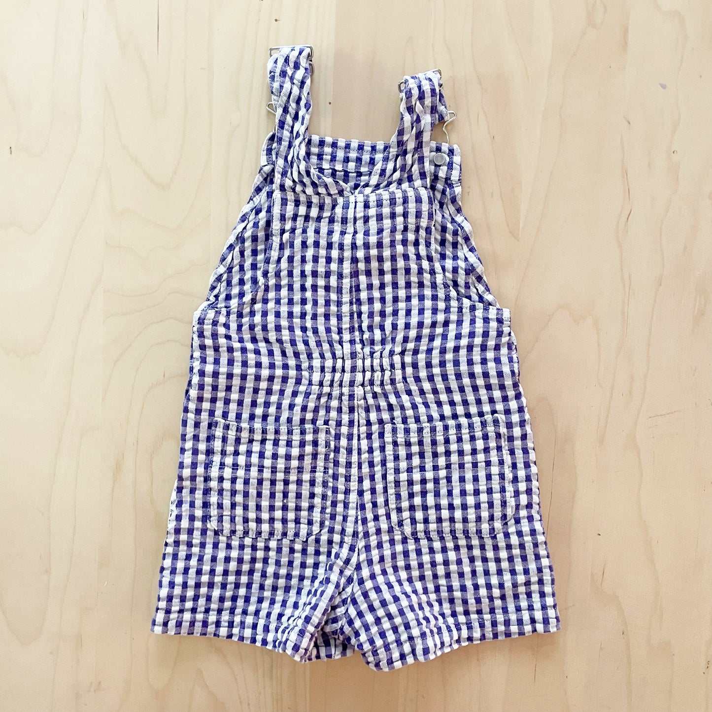 Honors Seersucker Gingham Shortalls - Yellow Clover Vintage Kids Clothes