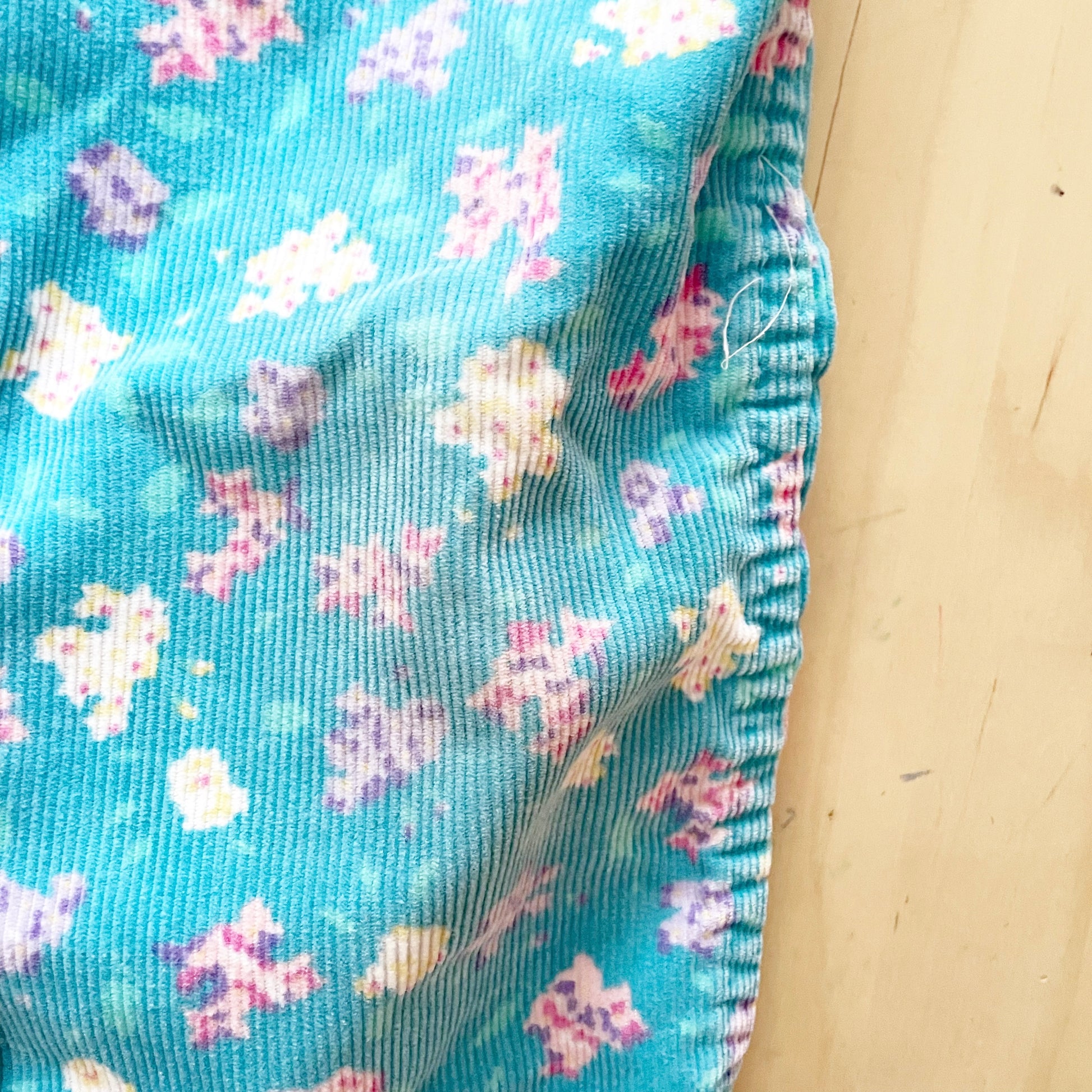 OshKosh Turquoise Floral Cord Overalls - Yellow Clover Vintage Kids Clothes