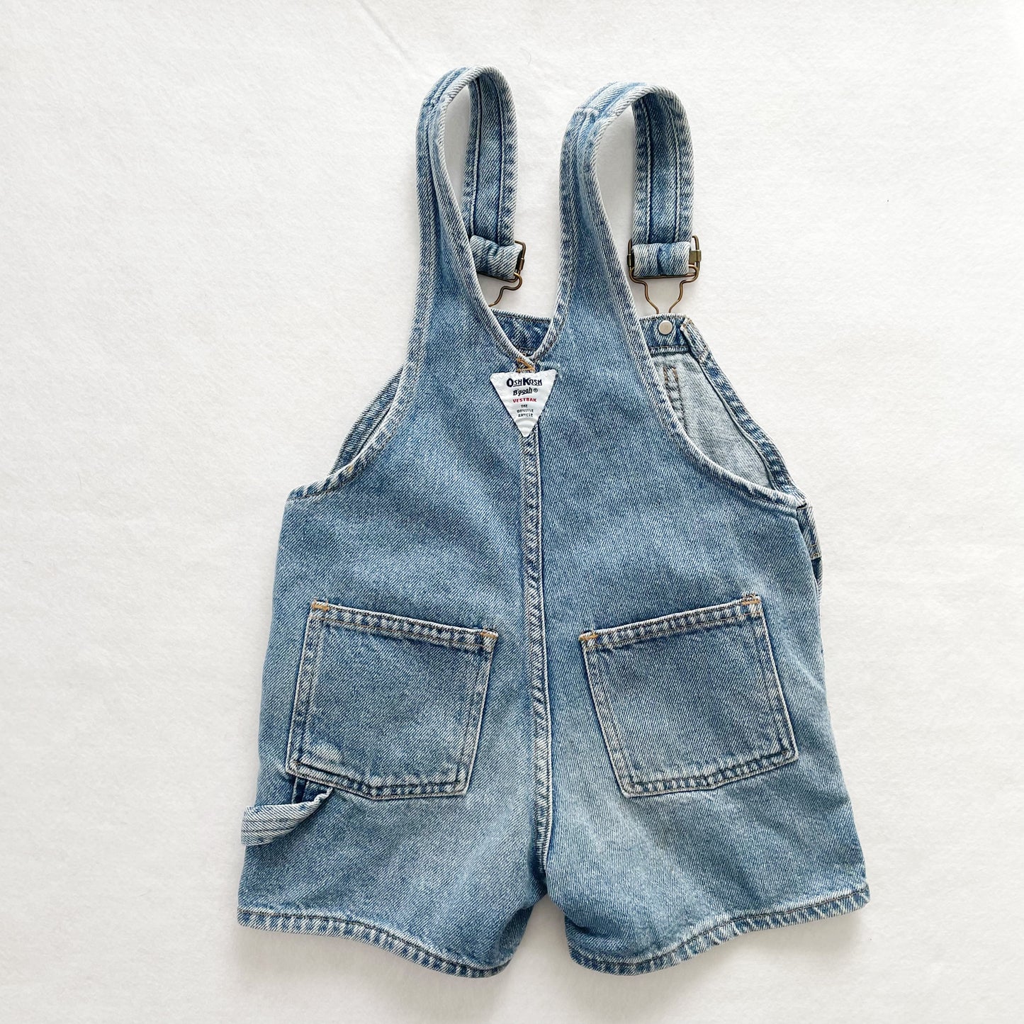 OshKosh Medium Light Wash Denim Shortalls - Yellow Clover Vintage Kids Clothes