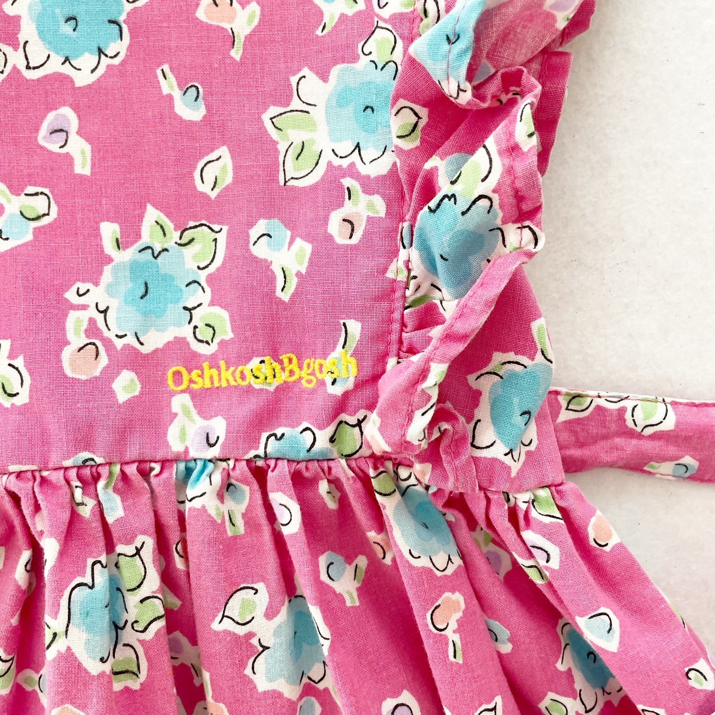 OshKosh Floral Ruffle Dress - Yellow Clover Vintage Kids Clothes