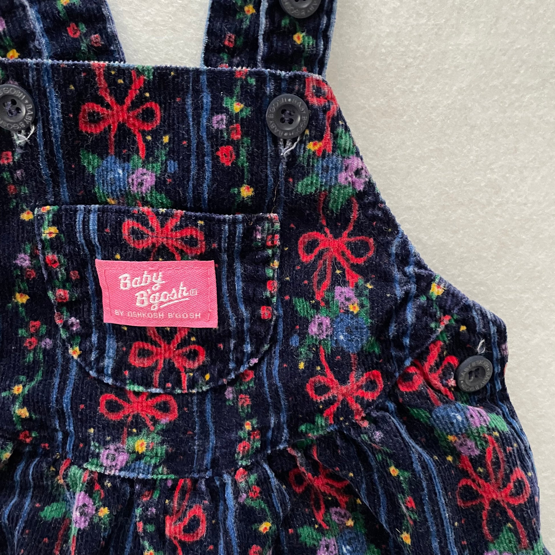 Baby B’gosh Floral Ribbon Cord Bubble Overalls - Yellow Clover Vintage Kids Clothes