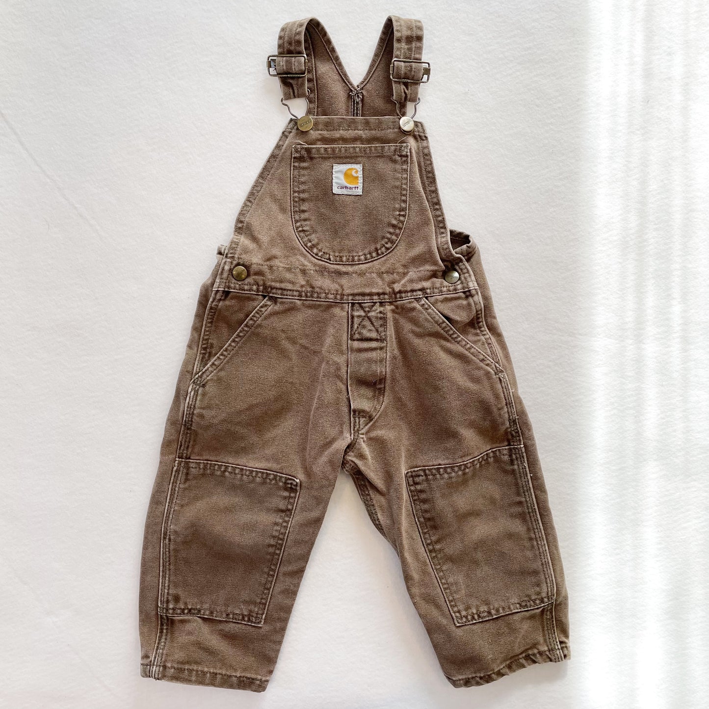 Carhartt Brown Reinforced Knee Overalls • 2T - Yellow Clover Vintage Kids Clothes