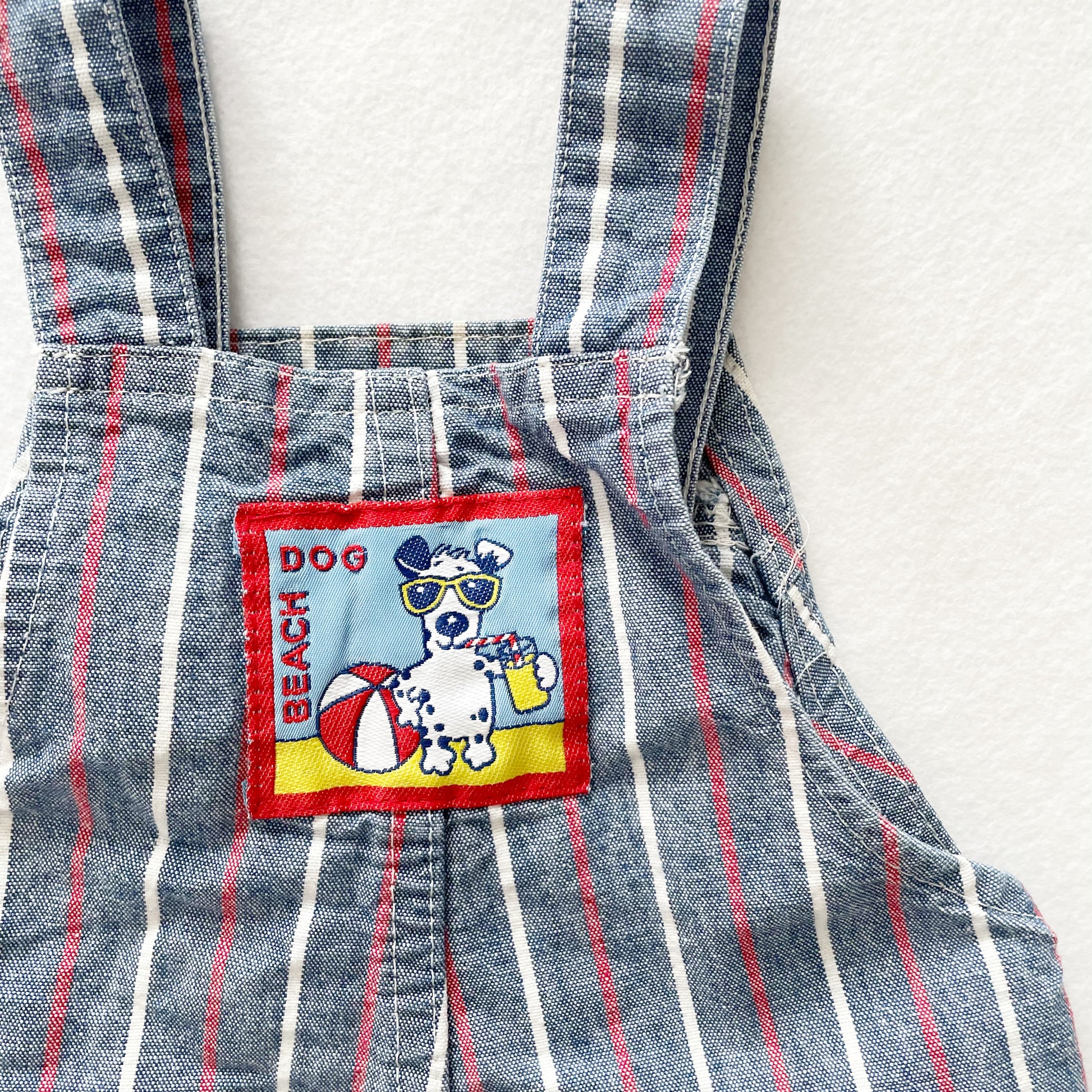 OshKosh Beach Dog Striped Overalls - Yellow Clover Vintage Kids Clothes