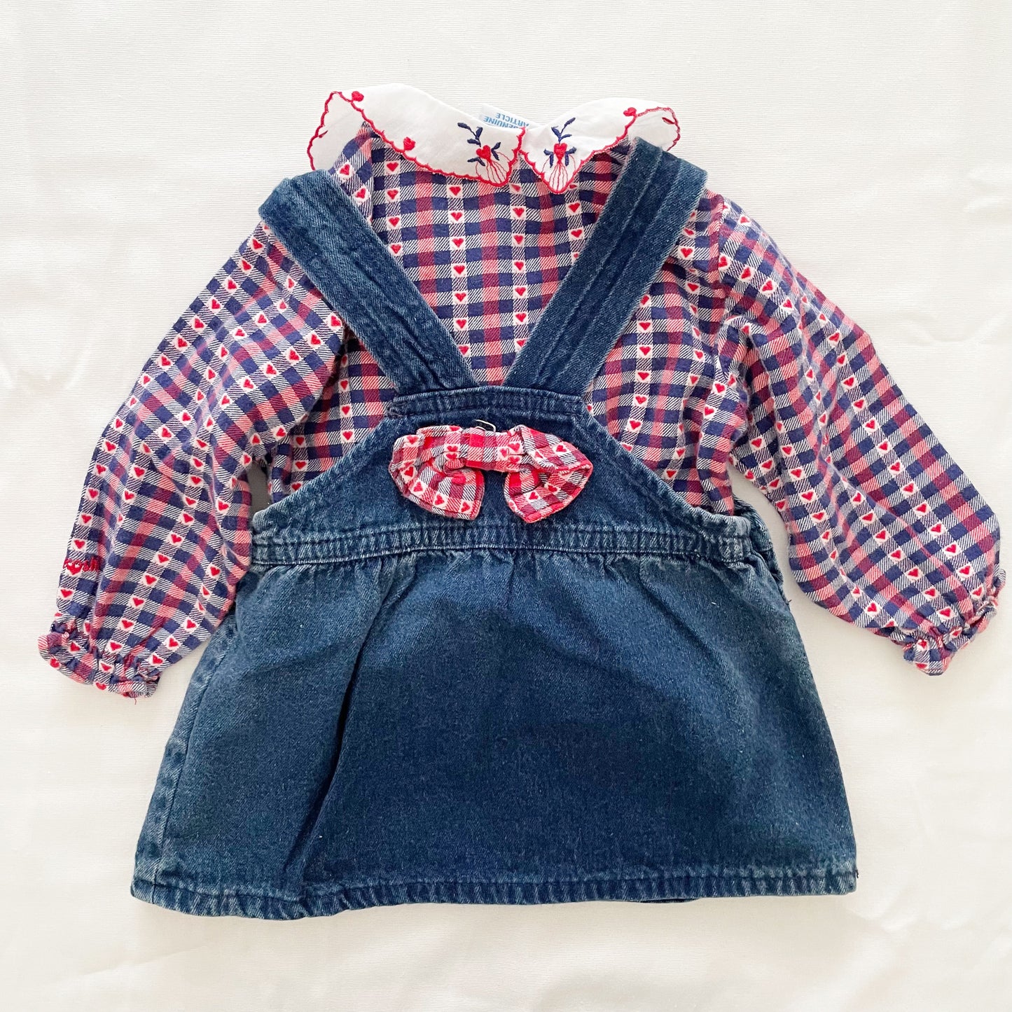 OshKosh Heart Woven Bow Back Skirtall Set - Yellow Clover Vintage Kids Clothes