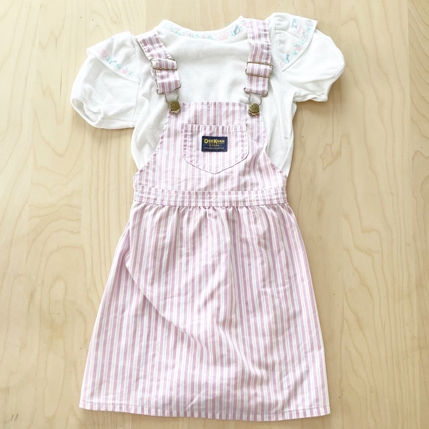 Vintage OshKosh Lilac Striped Skirtall Set - Yellow Clover Vintage Kids Clothes