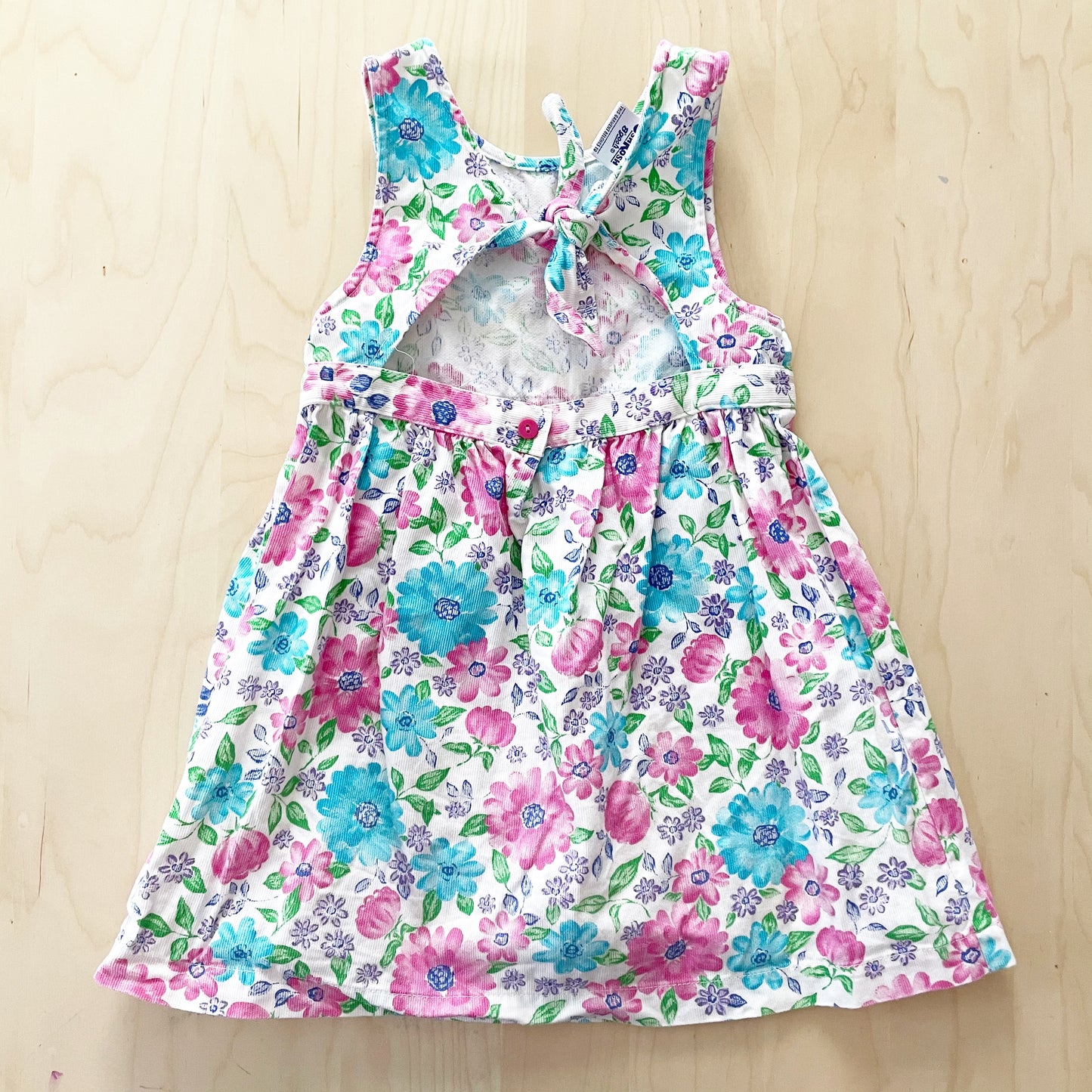 Vintage OshKosh Bright Floral Tie Back Dress - Yellow Clover Vintage Kids Clothes