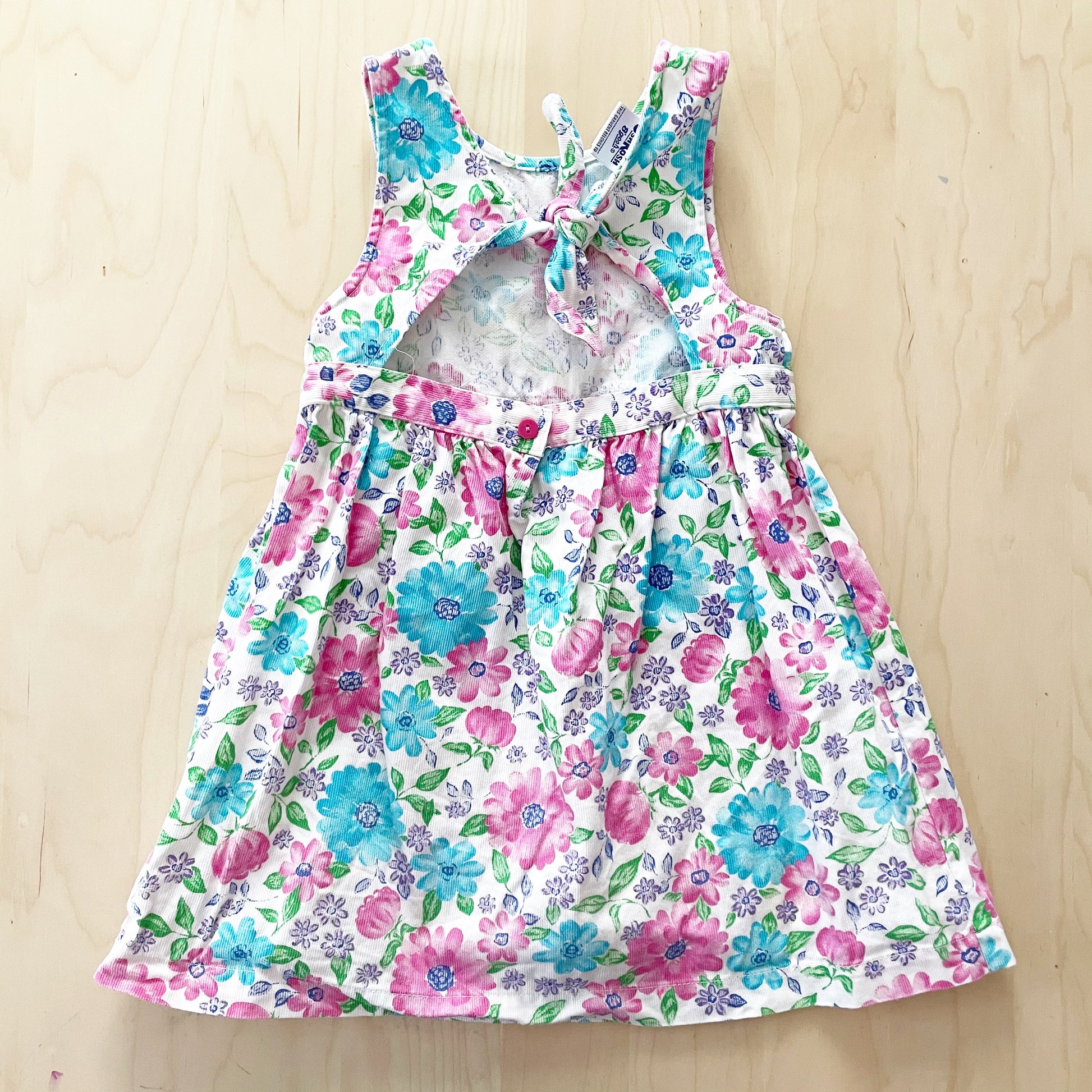 Vintage OshKosh Bright Floral Tie Back Dress - Yellow Clover Vintage Kids Clothes