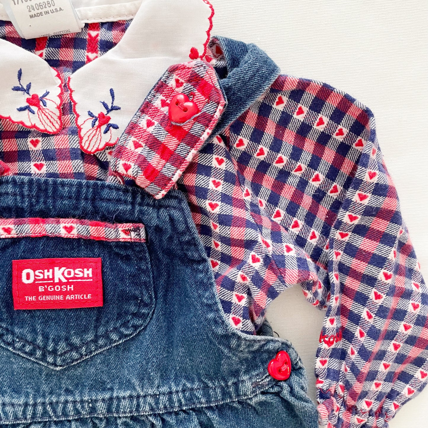 OshKosh Heart Woven Bow Back Skirtall Set - Yellow Clover Vintage Kids Clothes