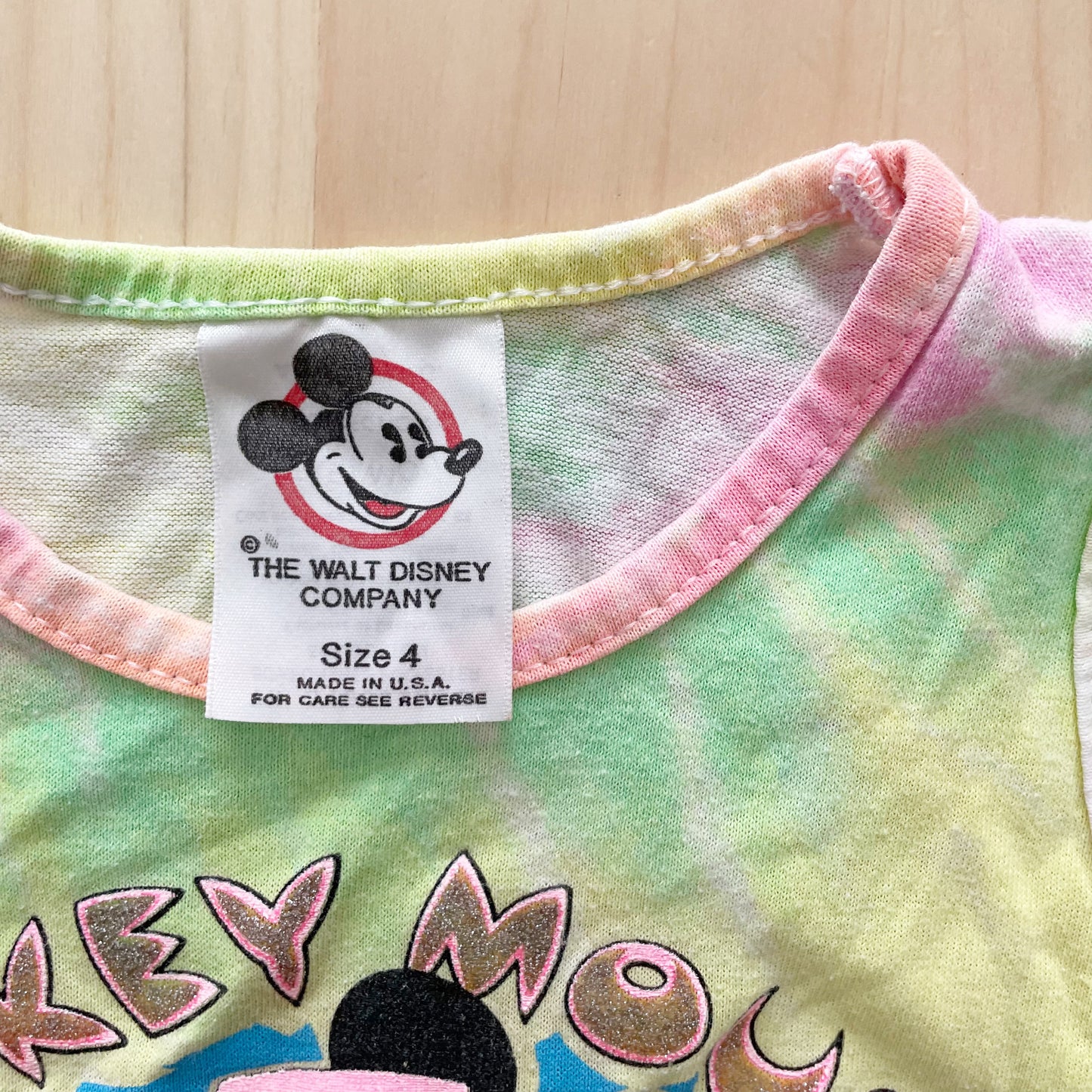 Mickey Mouse Tie Dye Tank - Yellow Clover Vintage Kids Clothes