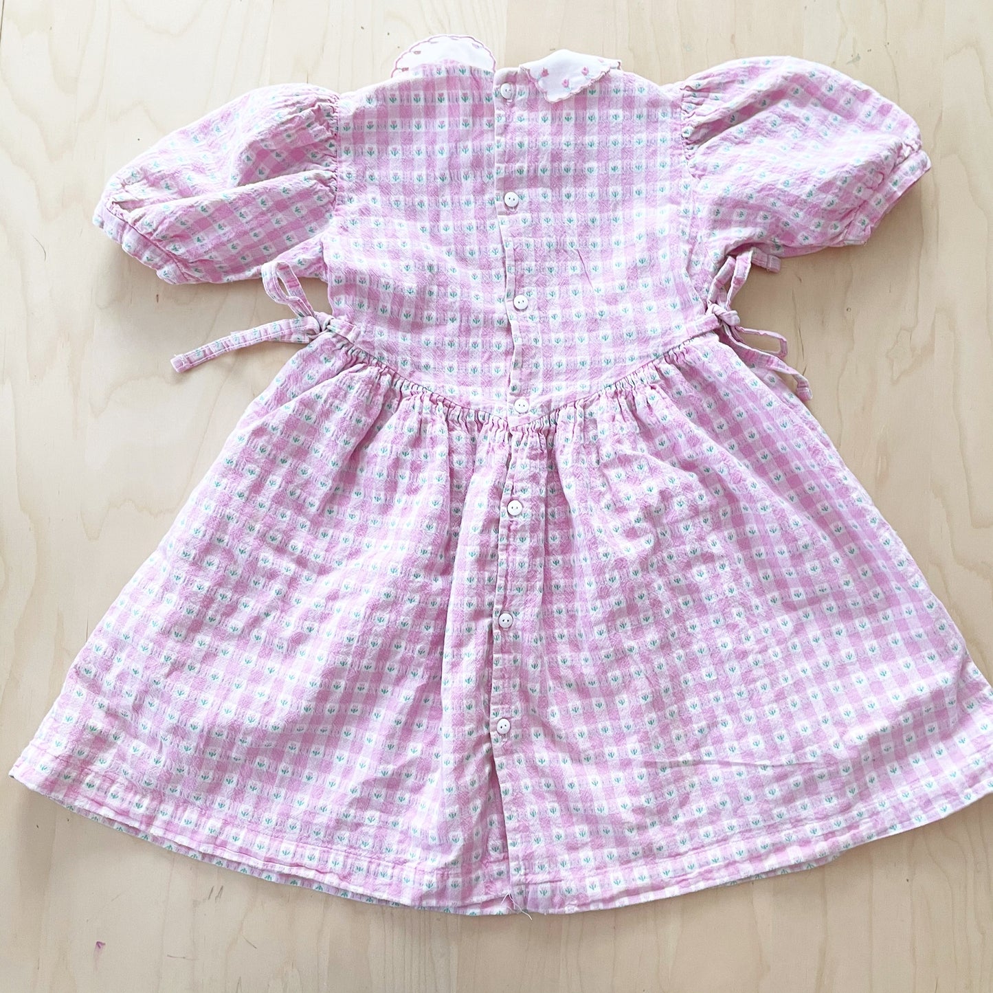 Vintage OshKosh Floral Woven Collared Dress - Yellow Clover Vintage Kids Clothes