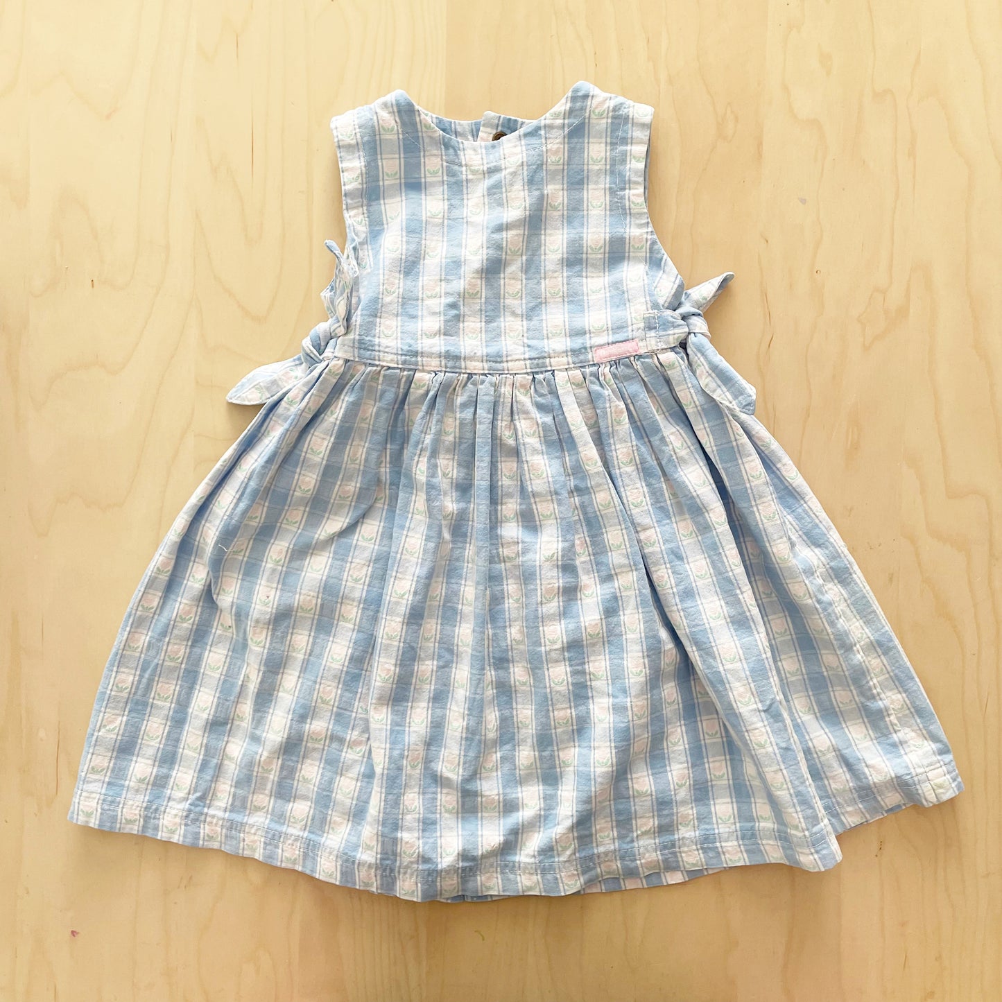OshKosh Flower Woven Open Back Dress - Yellow Clover Vintage Kids Clothes