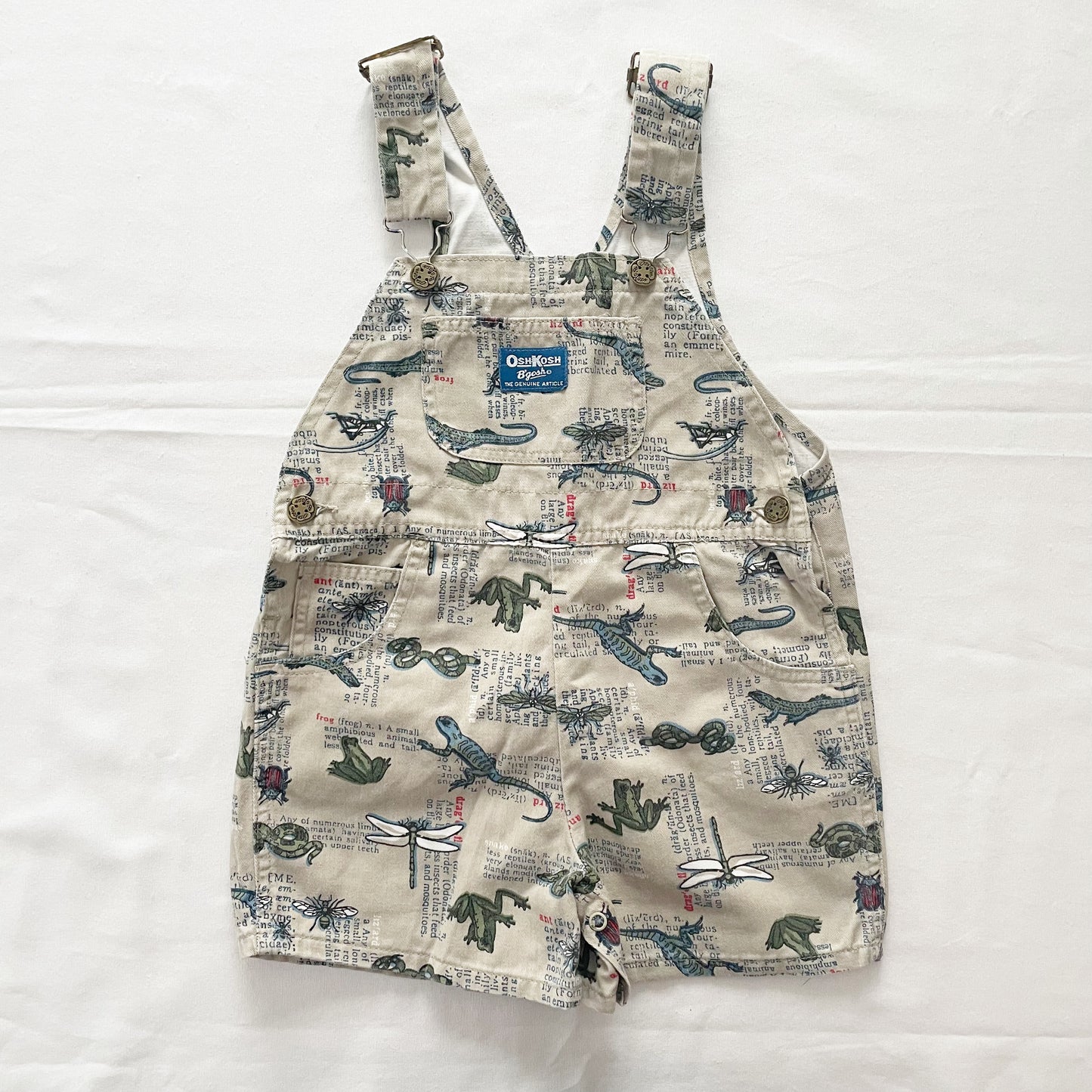 OshKosh Nature Print Shortalls - Yellow Clover Vintage Kids Clothes